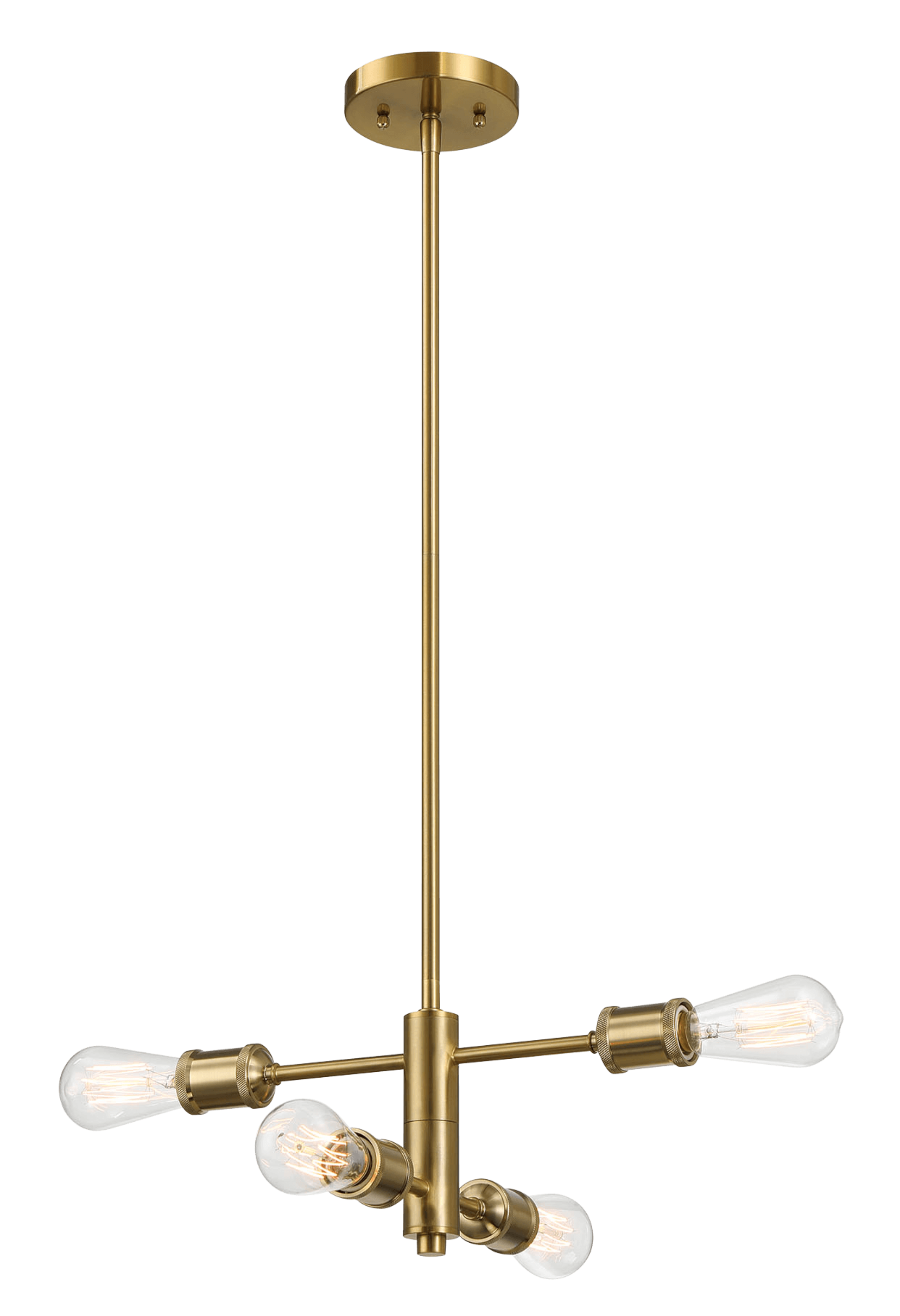 Trellis Four Lights Modern Gold Chandelier Vintage Pendant Fixture for Living Room Dining Kitchen 15"W × 6.75"H