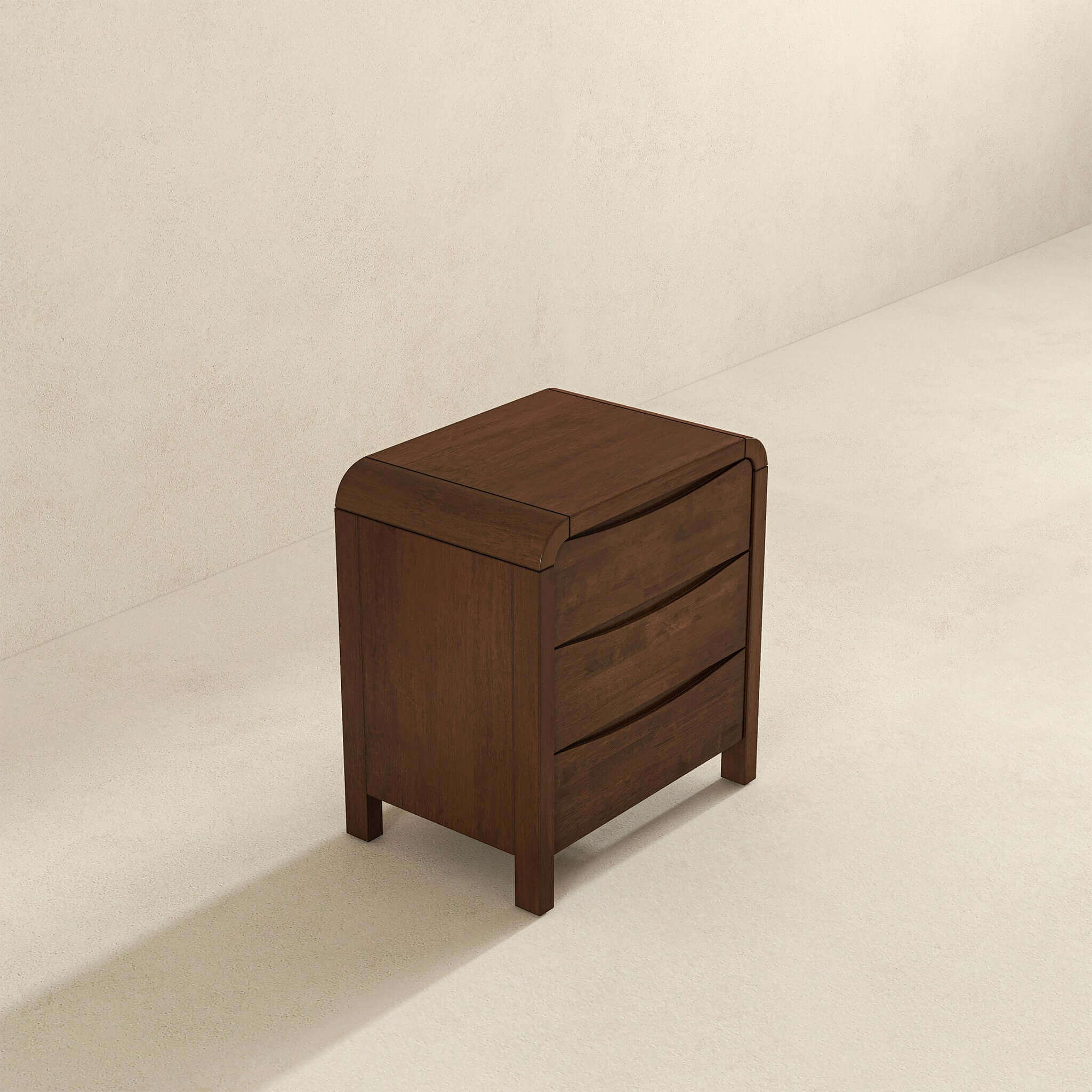 Lionel Mid Century Modern Solid Wood Nightstand 3-Drawer Bed Side Table