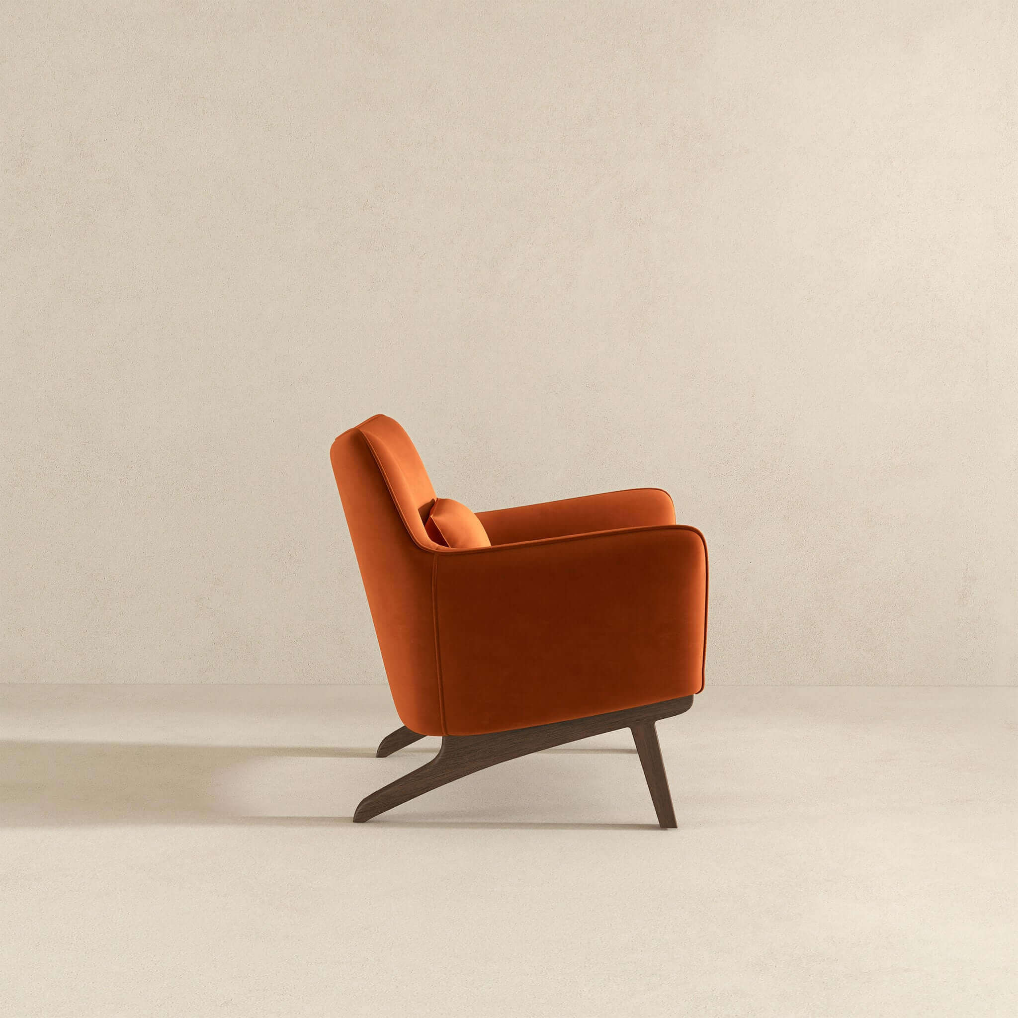 Brayden Mid Century Modern Burnt Orange Velvet Armchair