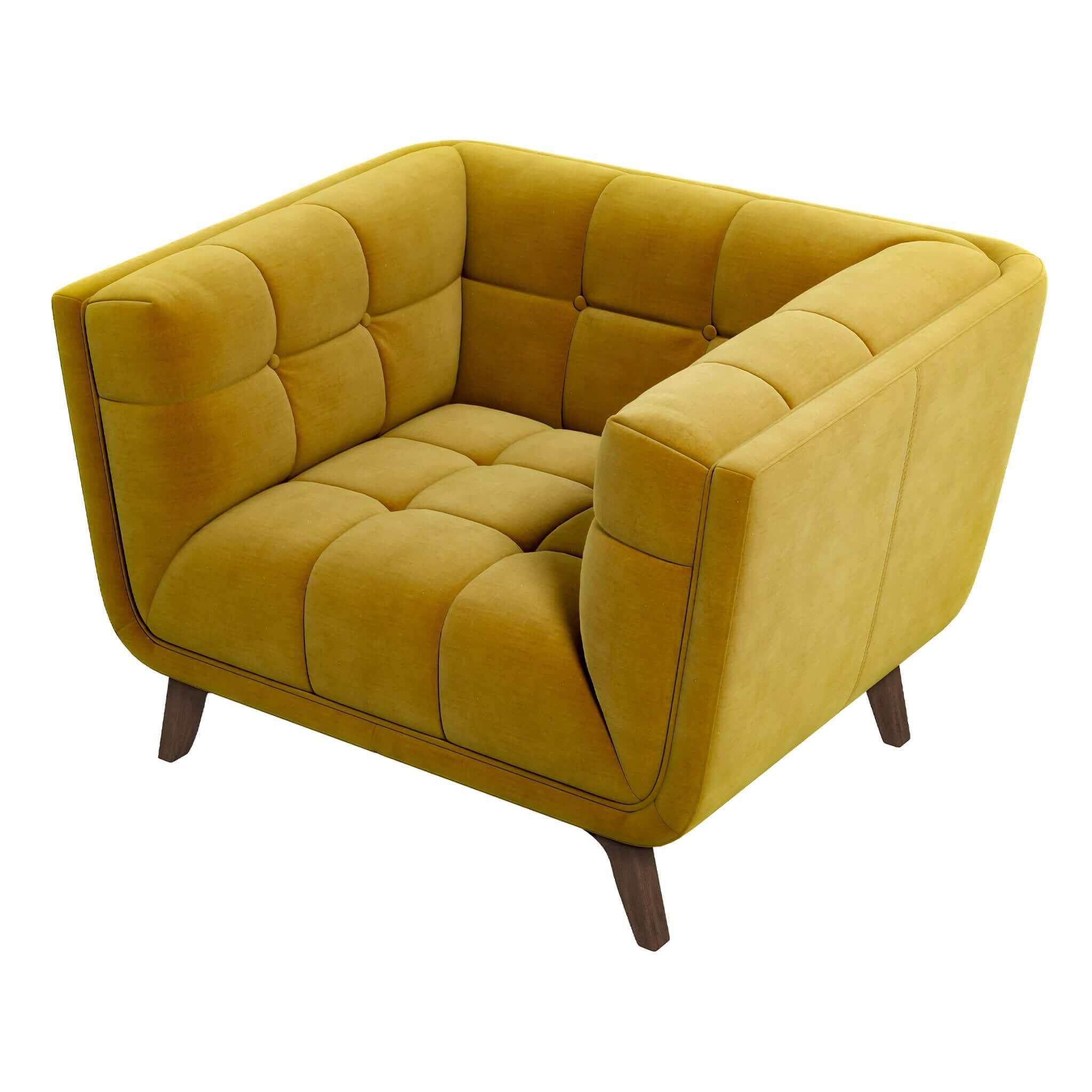 Addison Mid Century Modern Gold Velvet Lounge Chair