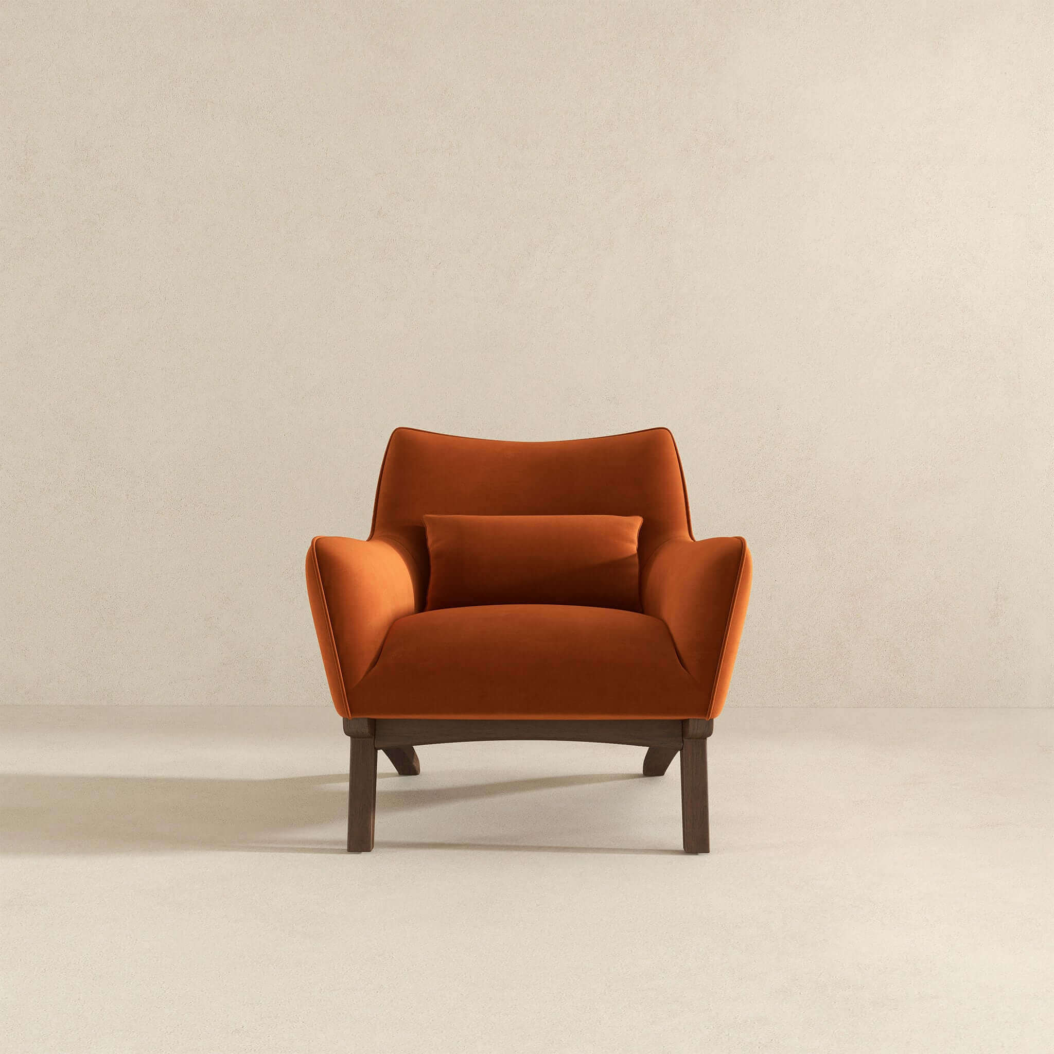 Brayden Mid Century Modern Burnt Orange Velvet Armchair