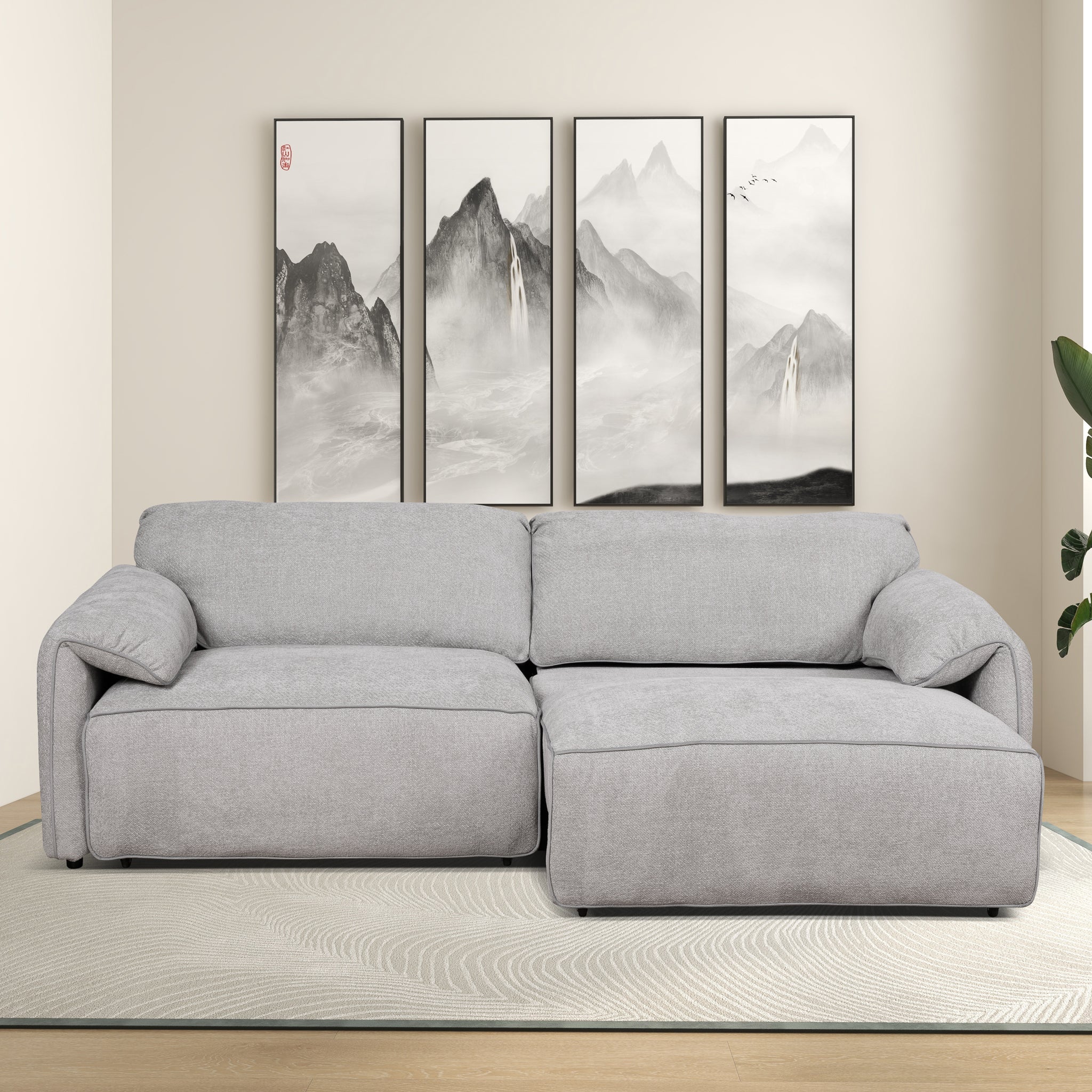 Cleveland Dual PWR Convertible Sofa - Silver Linen