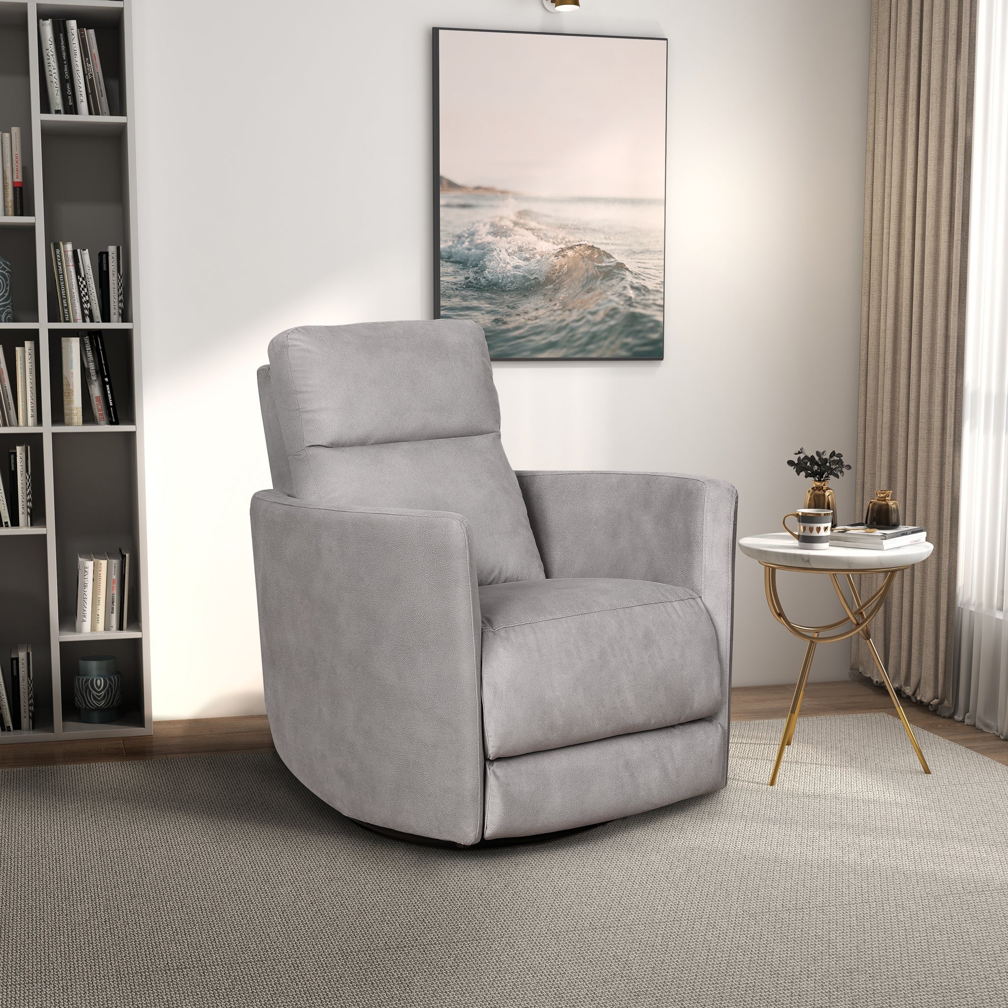 Lawson Swivel Glider Linen Recliner Chair - Latte