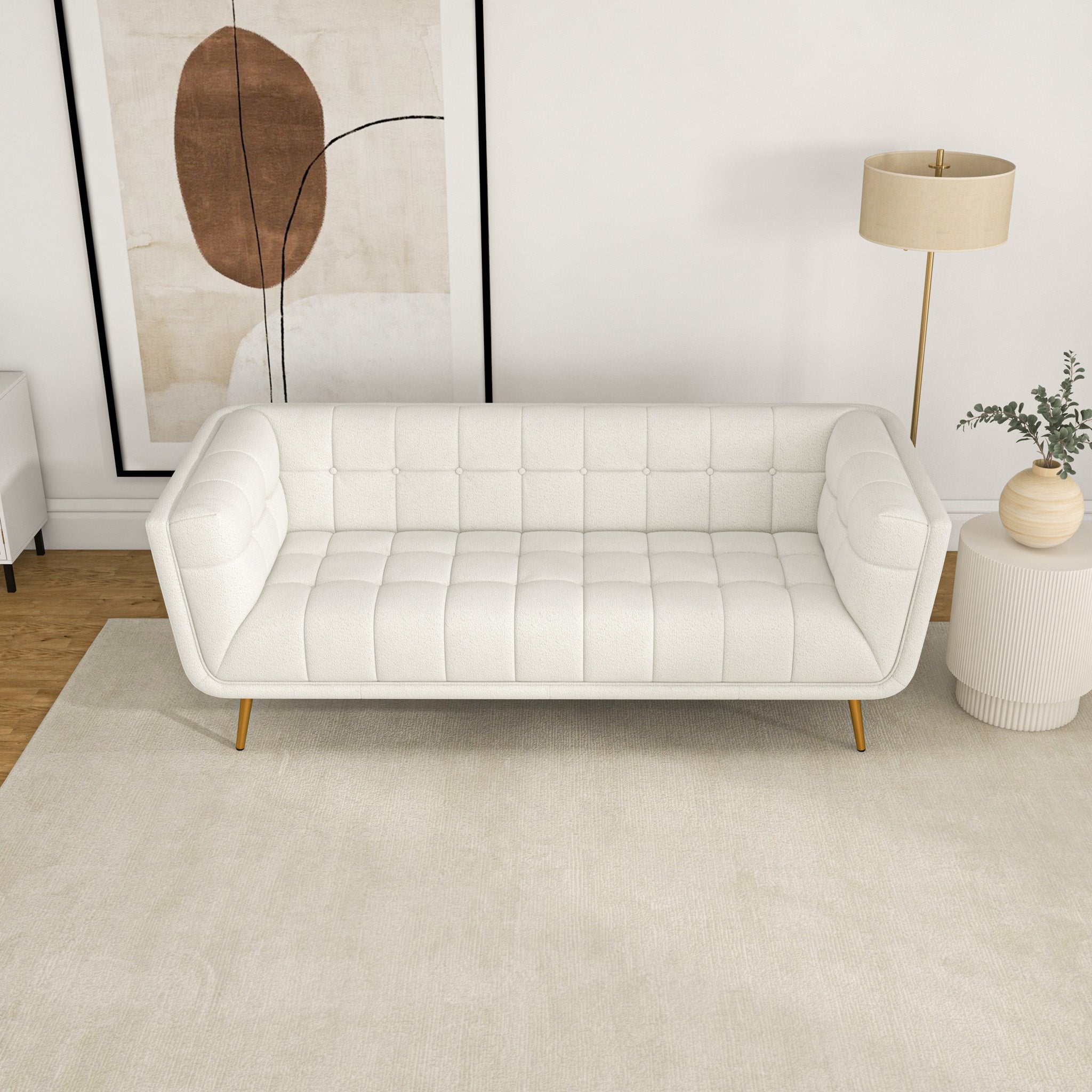 Addison Sofa (Large - Beige Boucle with Metal Feet)