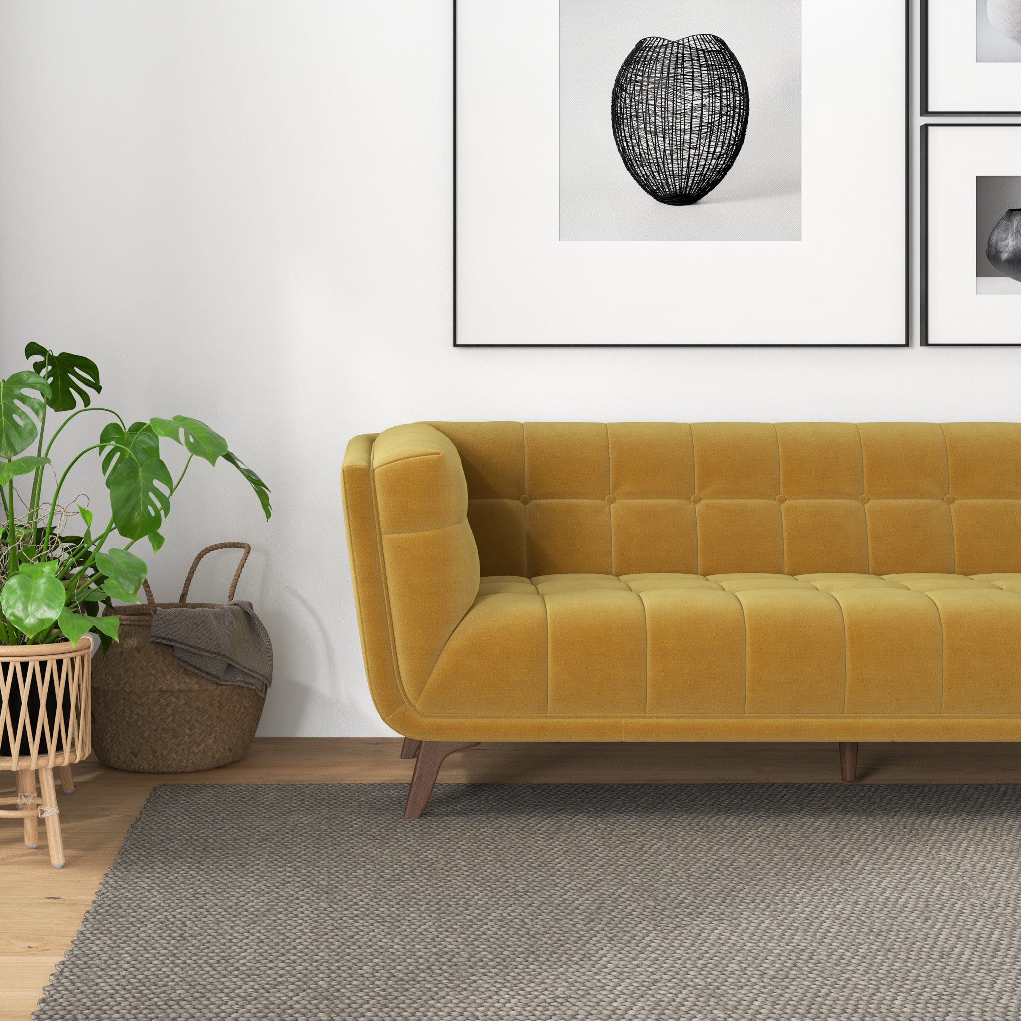 Addison Large Gold Velvet Sofa