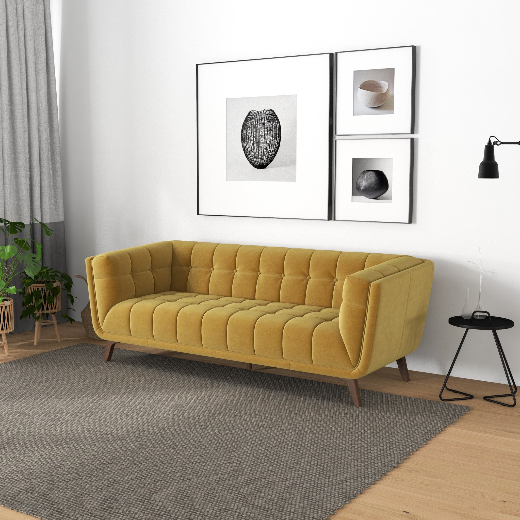 Addison Large Gold Velvet Sofa