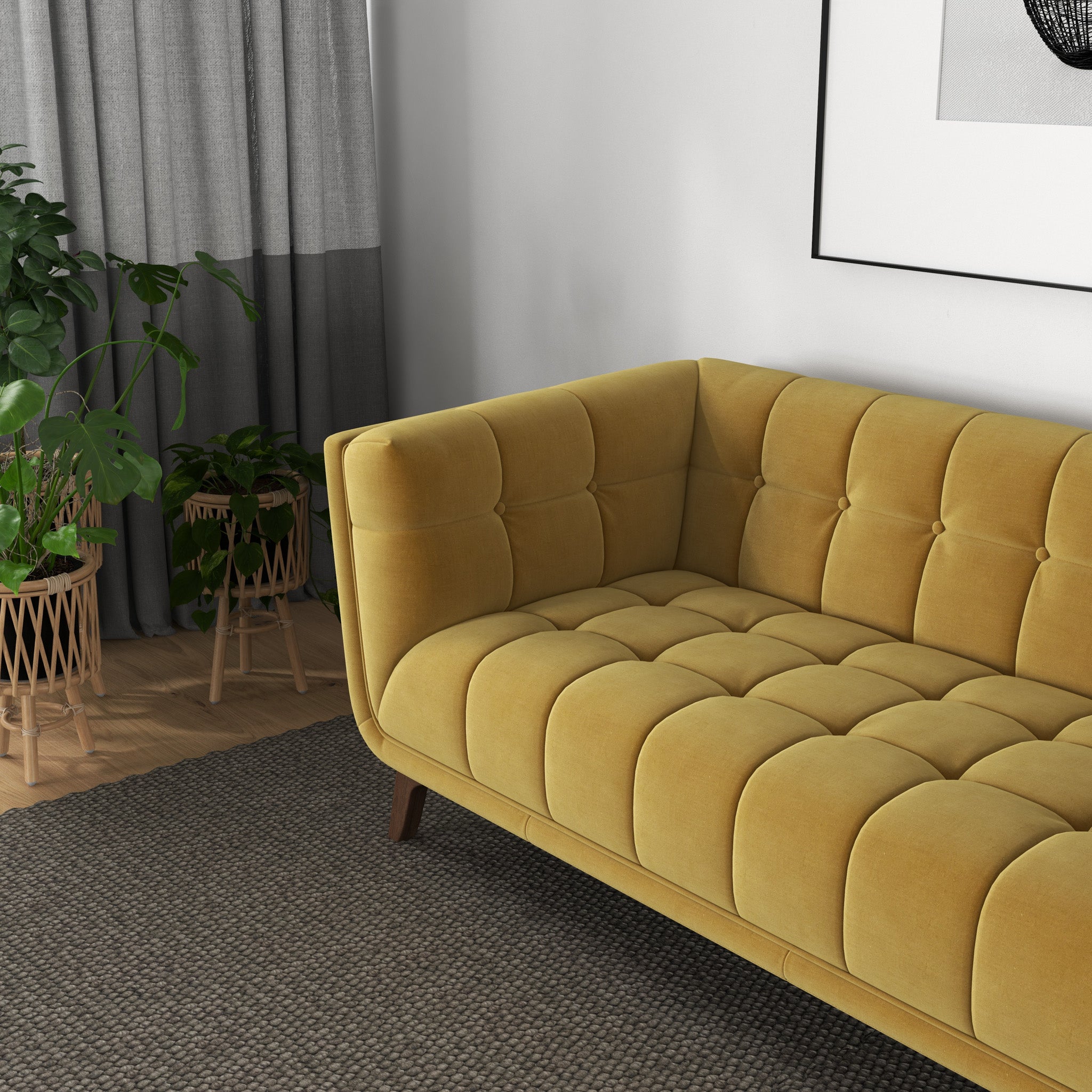 Addison Large Gold Velvet Sofa