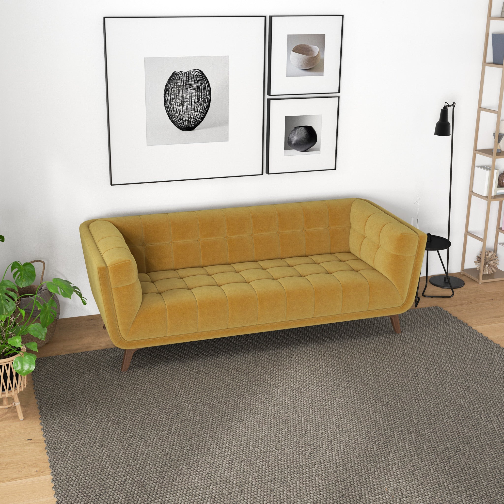 Addison Large Gold Velvet Sofa