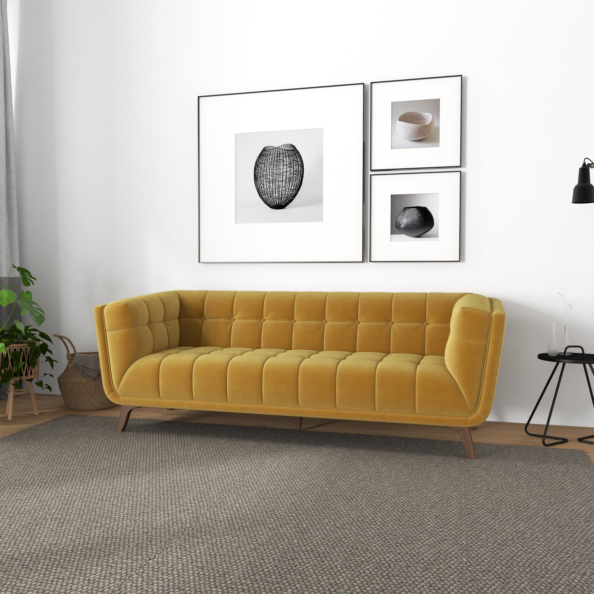 Addison Large Gold Velvet Sofa