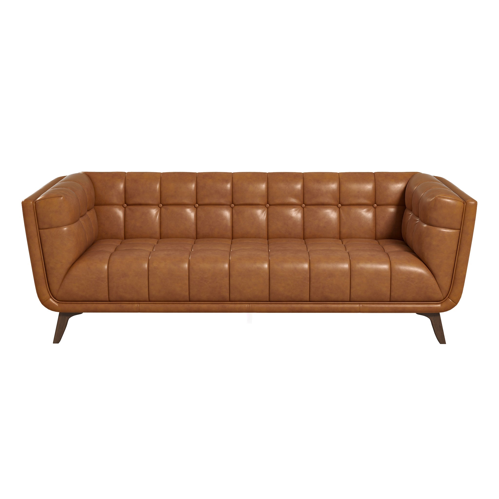 #Color_Cognac Leather Addison Large Sofa 84"