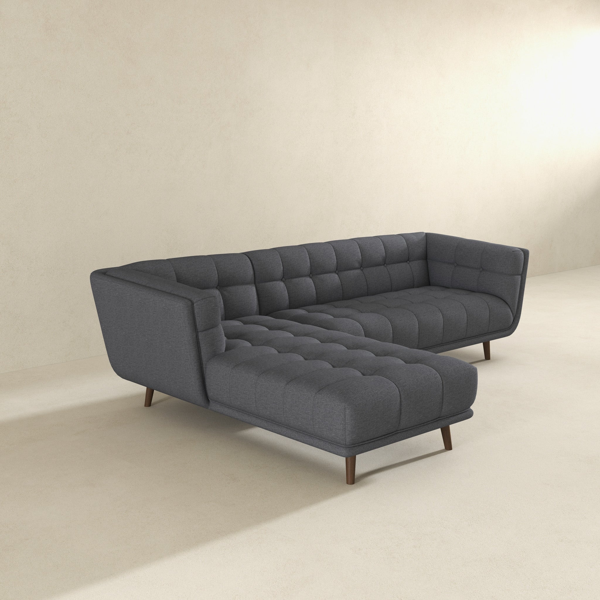 Addison Left Sectional Ash Grey Fabric Sofa