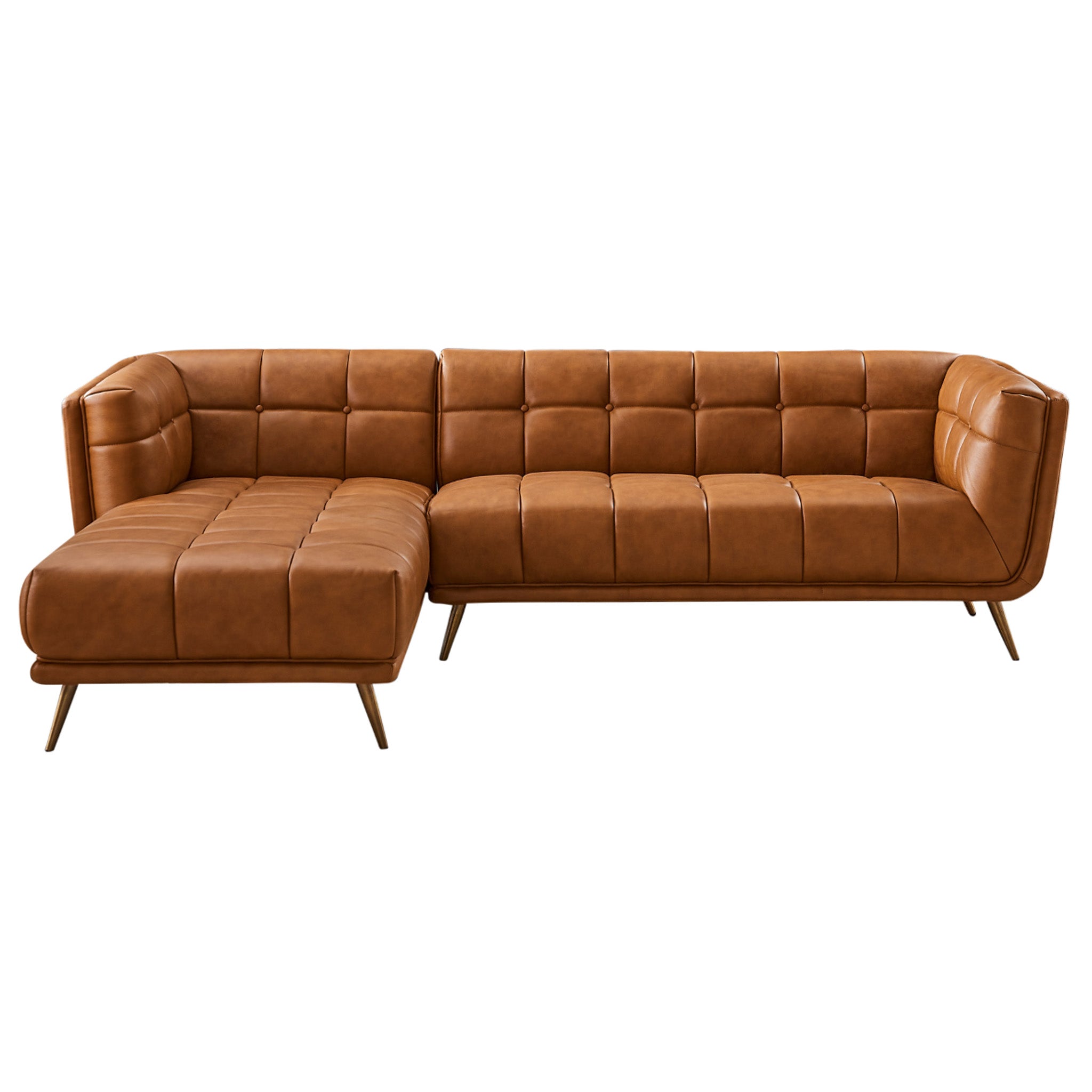 #Color_Cognac Leather Addison Left Sectional Sofa