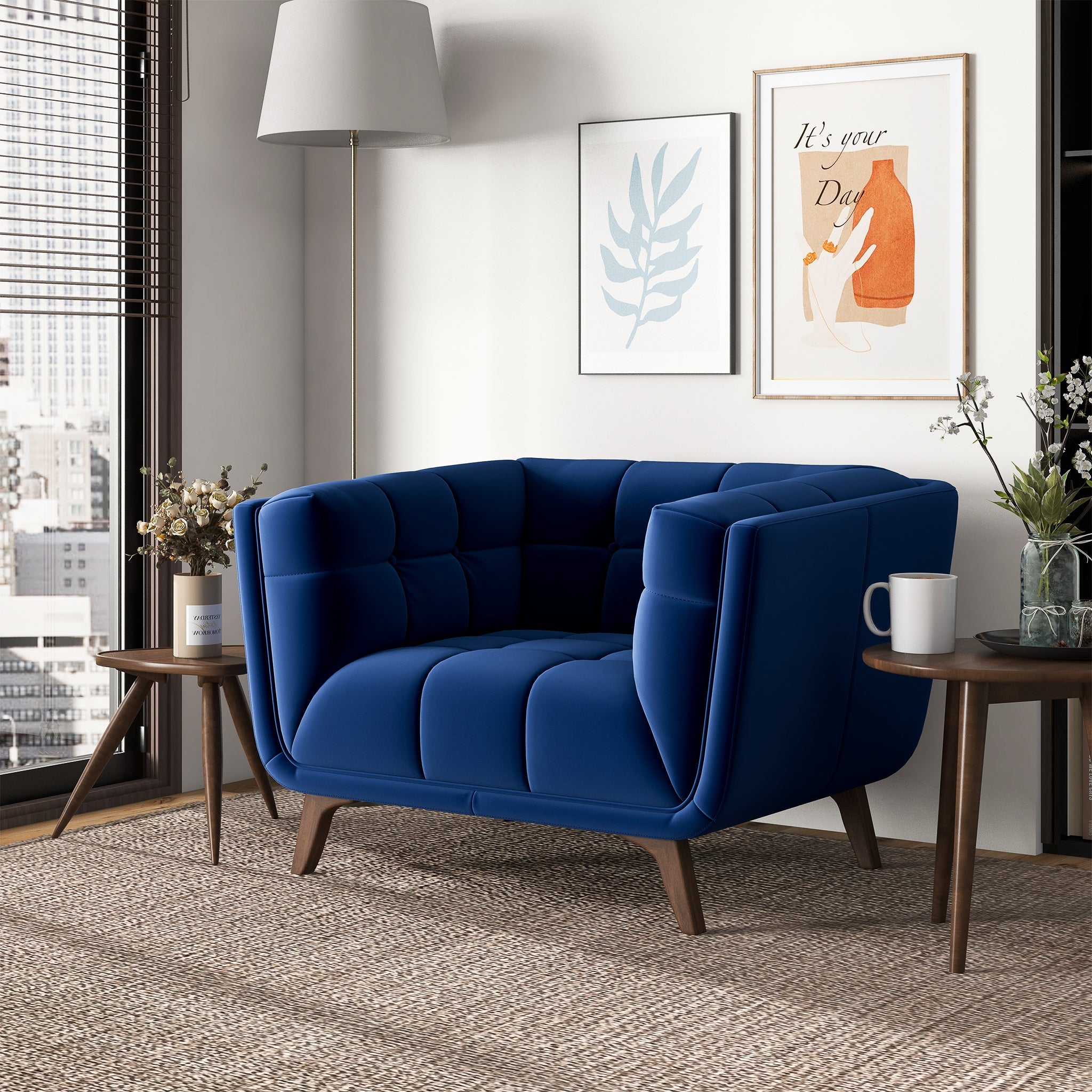 Addison Dark Blue Velvet Lounge Chair