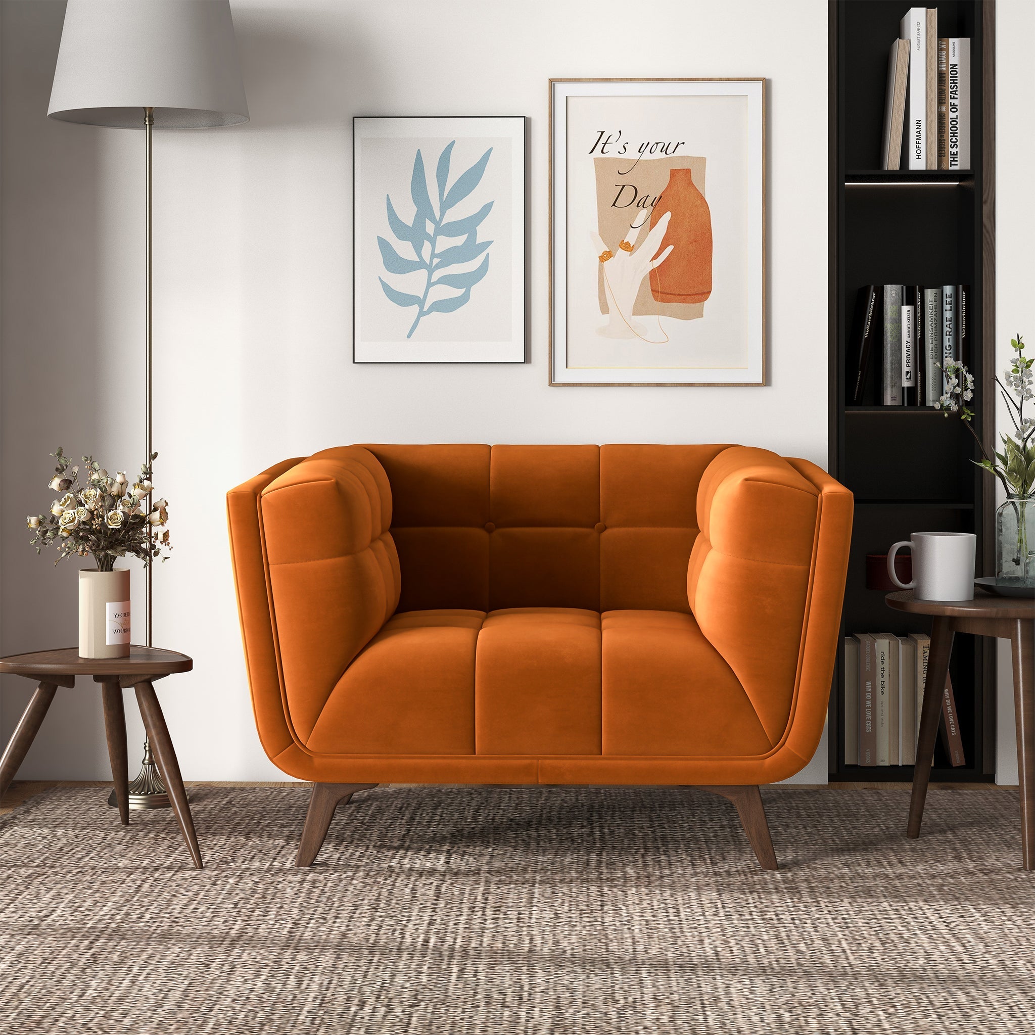 Addison Lounge Chair (Burnt Orange Velvet)