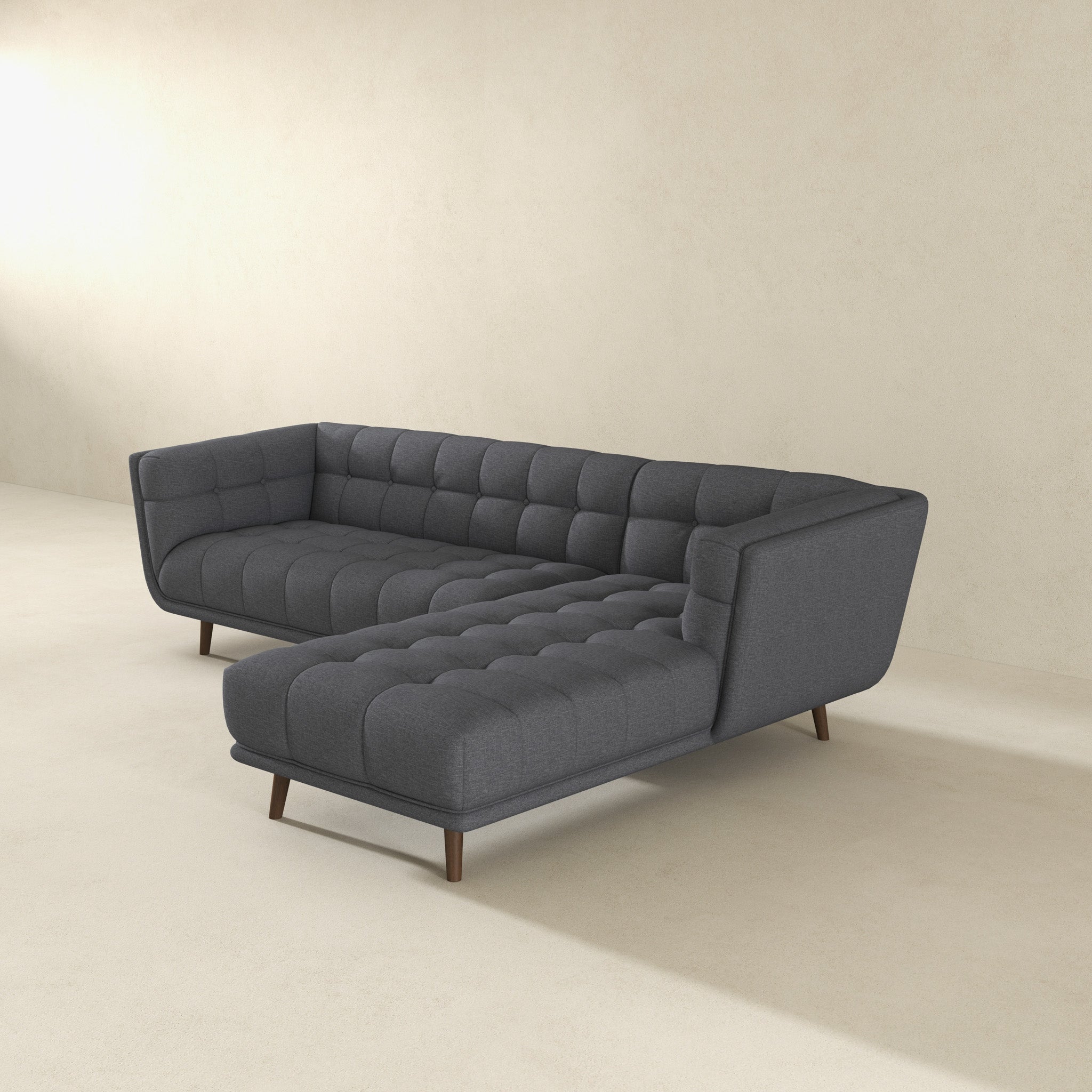 Addison Right Sectional Ash Grey Fabric Sofa