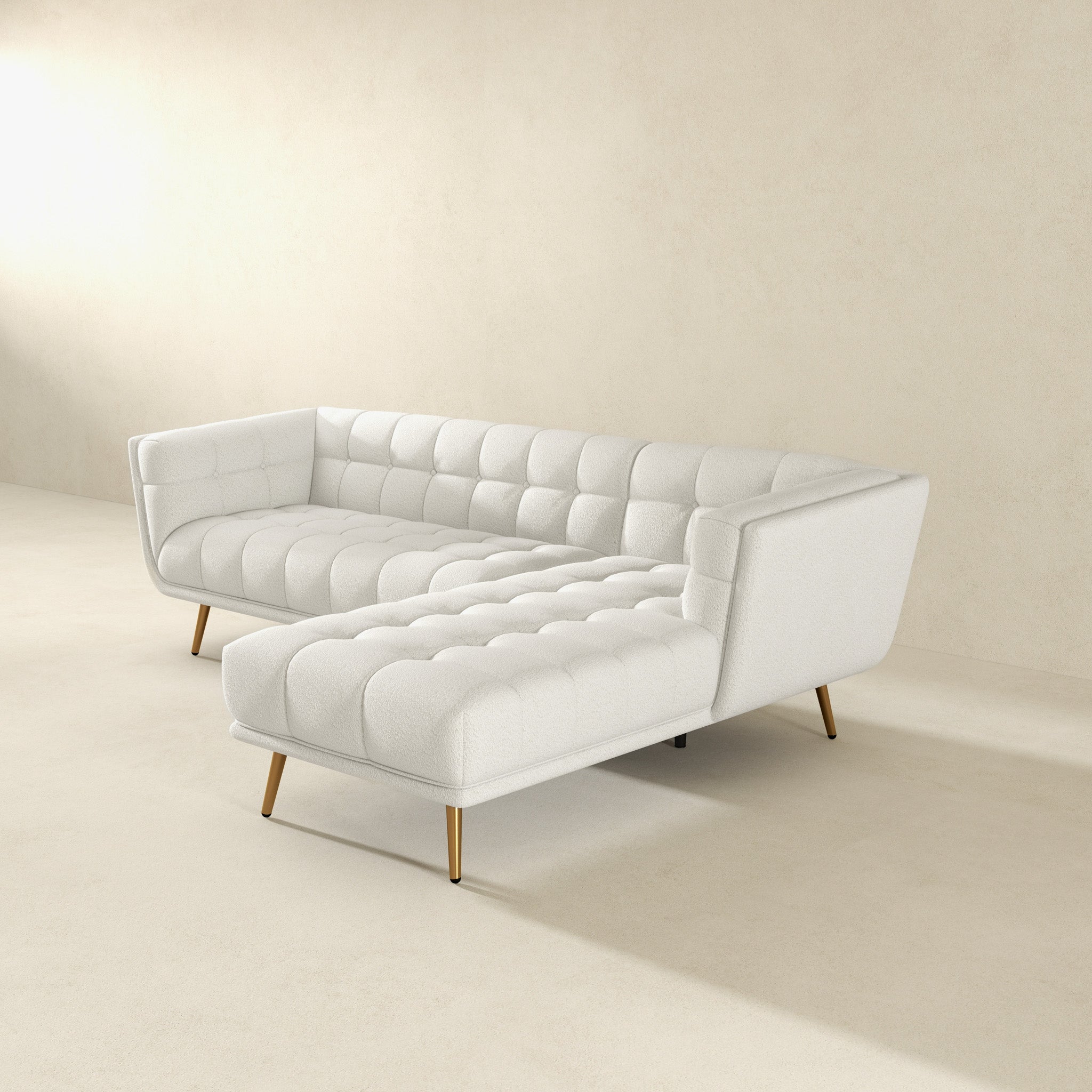 Addison Right Sectional Cream Boucle Sofa