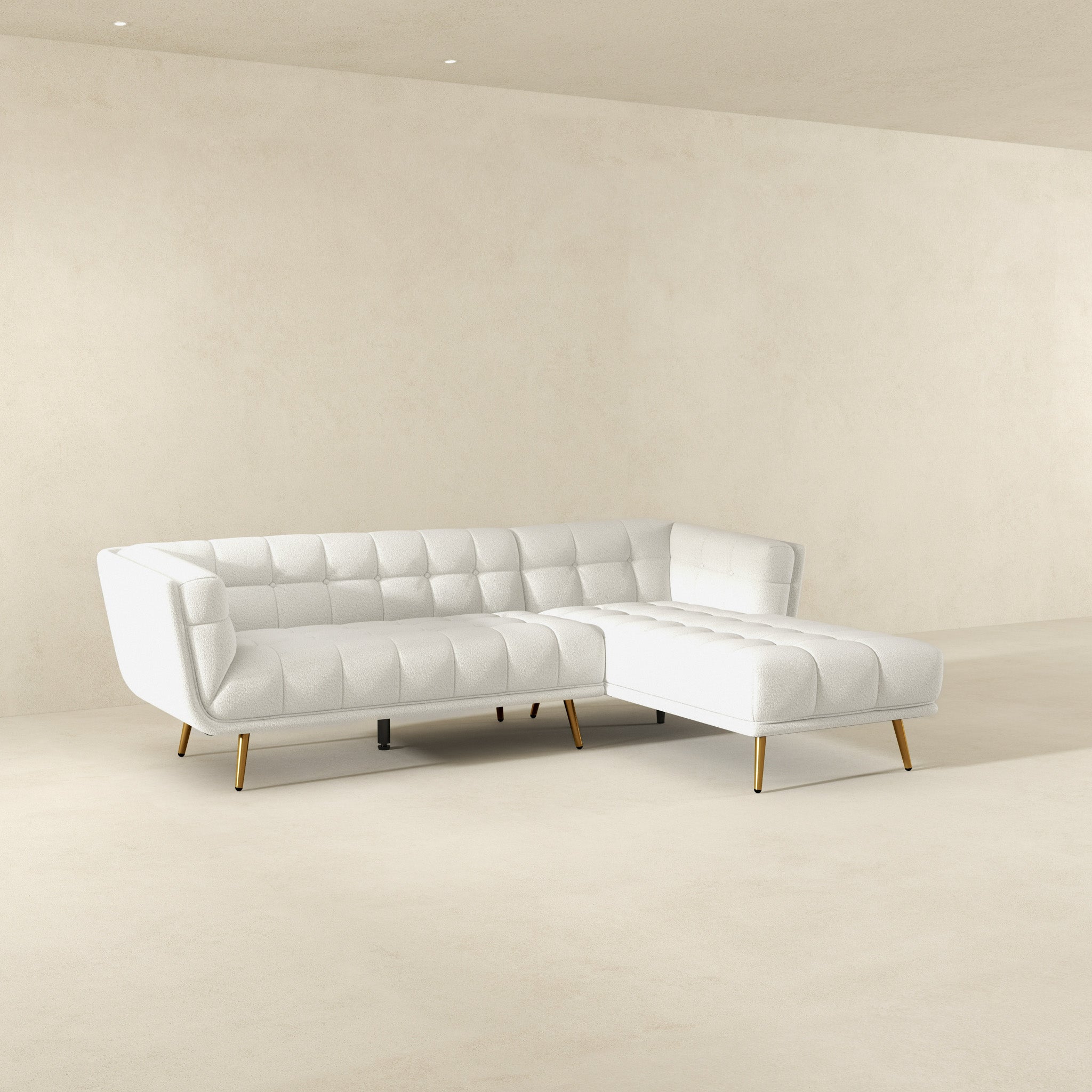 Addison Right Sectional Cream Boucle Sofa