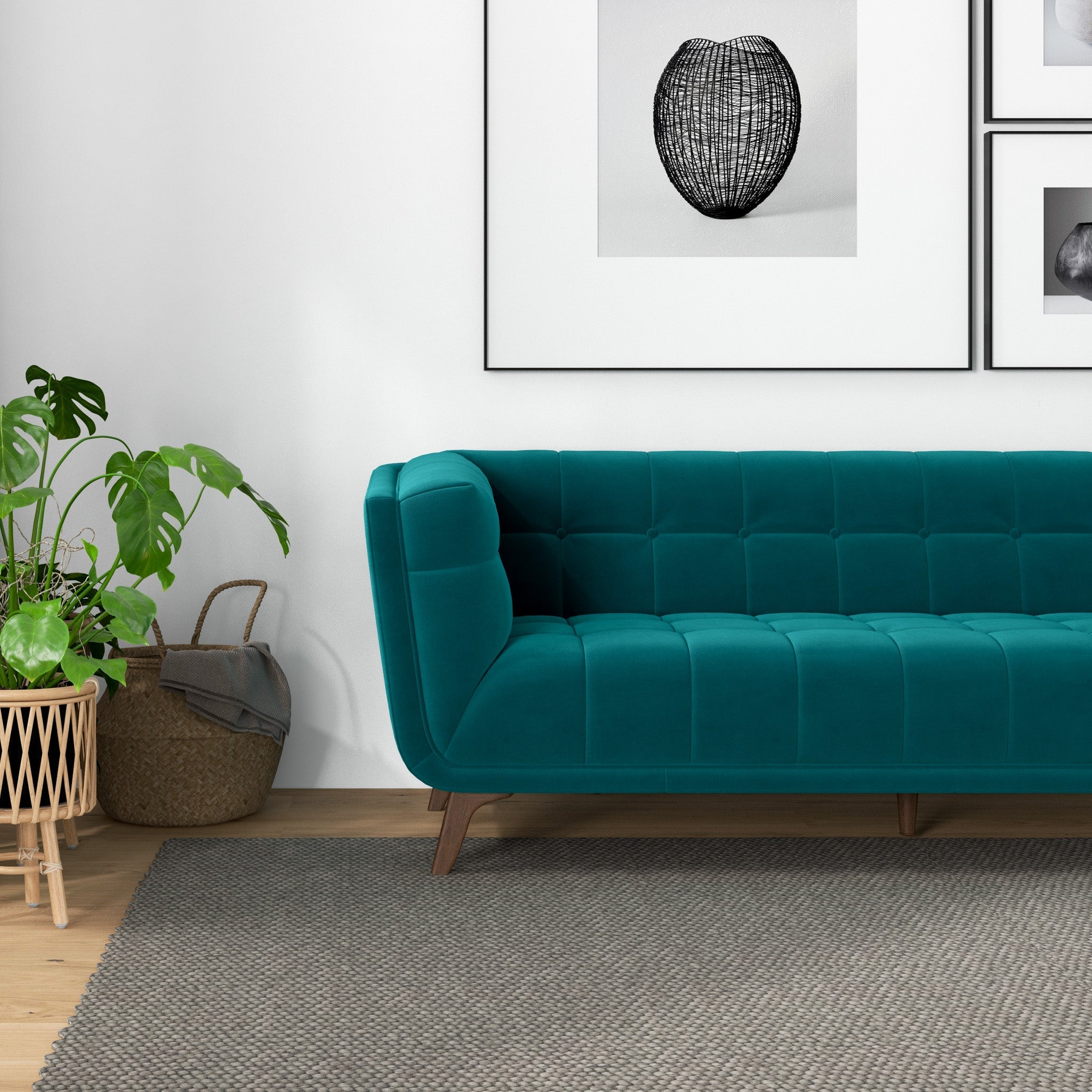 Addison Small Teal Velvet Sofa