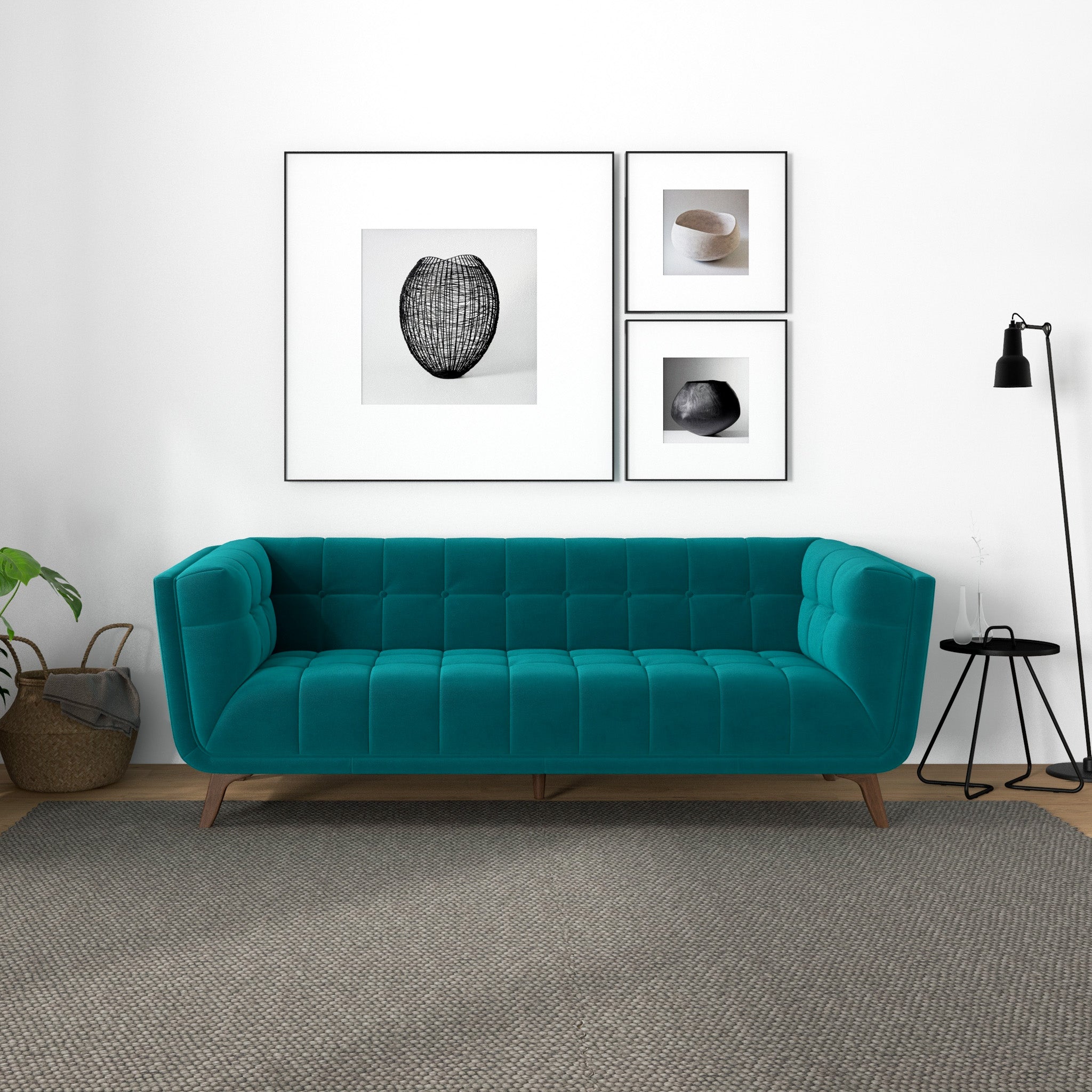 Addison Small Teal Velvet Sofa