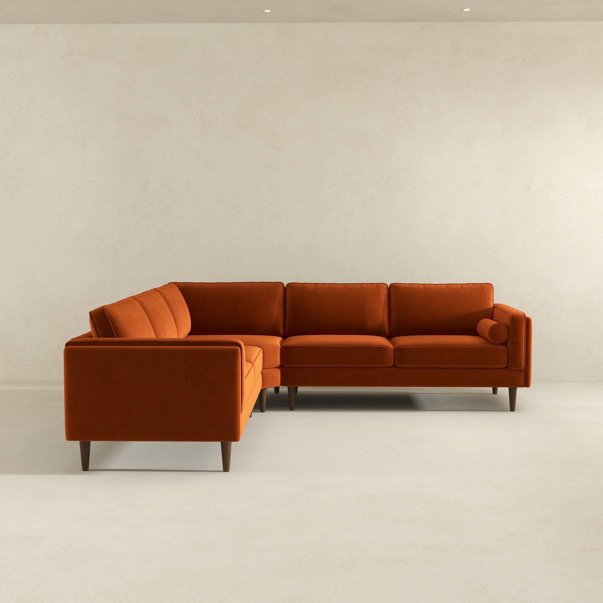 Amber Burnt Orange Corner Sectional Sofa