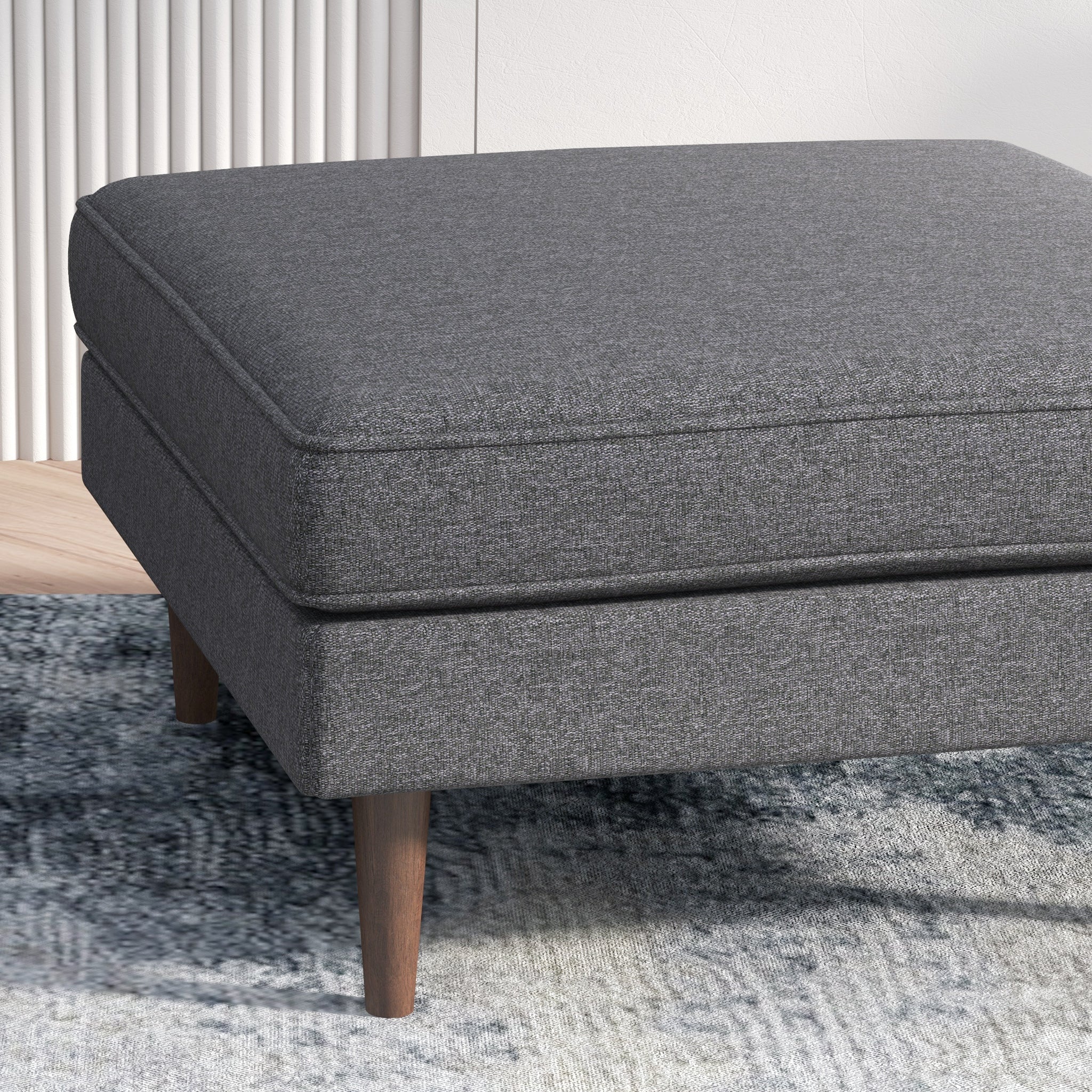 Amber  Square Upholstered Ottoman (Seaside Grey)