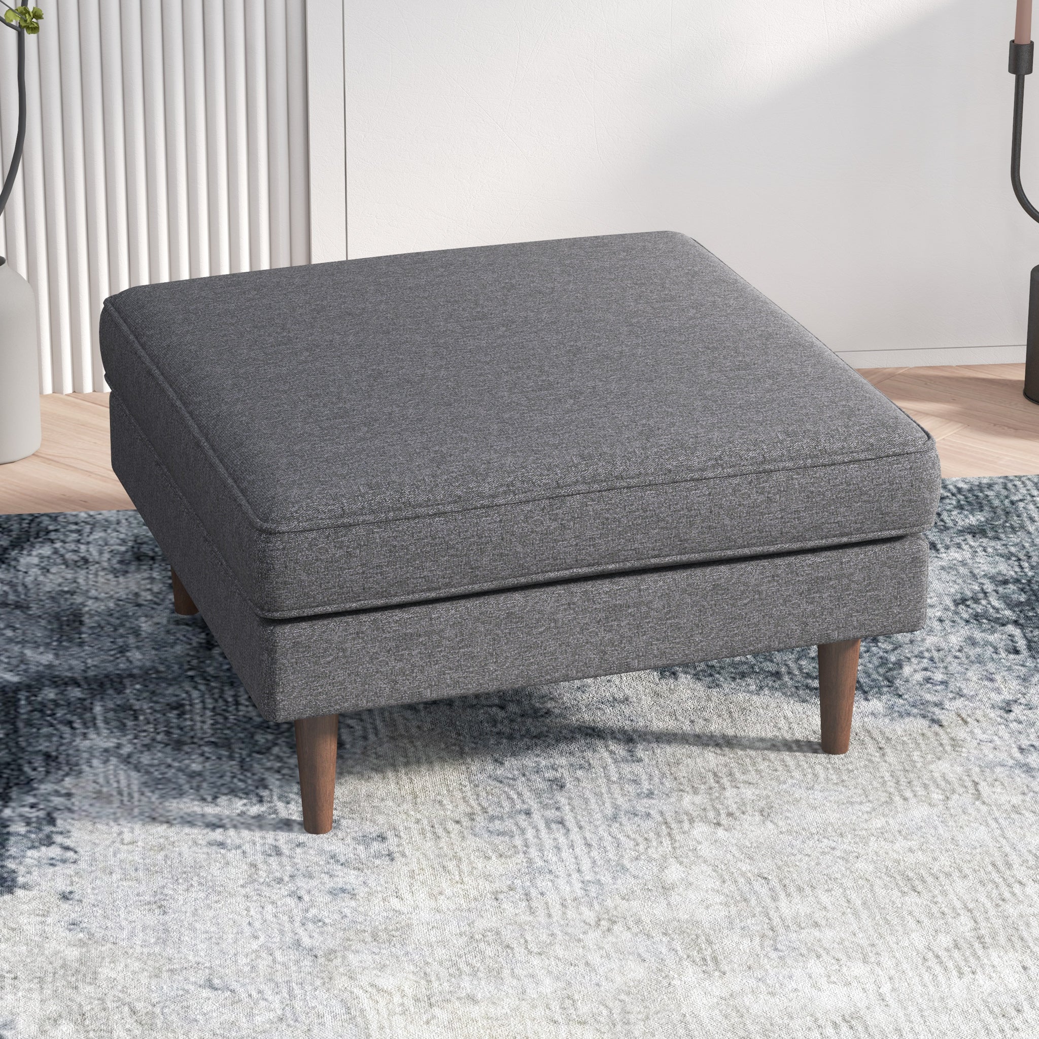 Amber  Square Upholstered Ottoman (Seaside Grey)