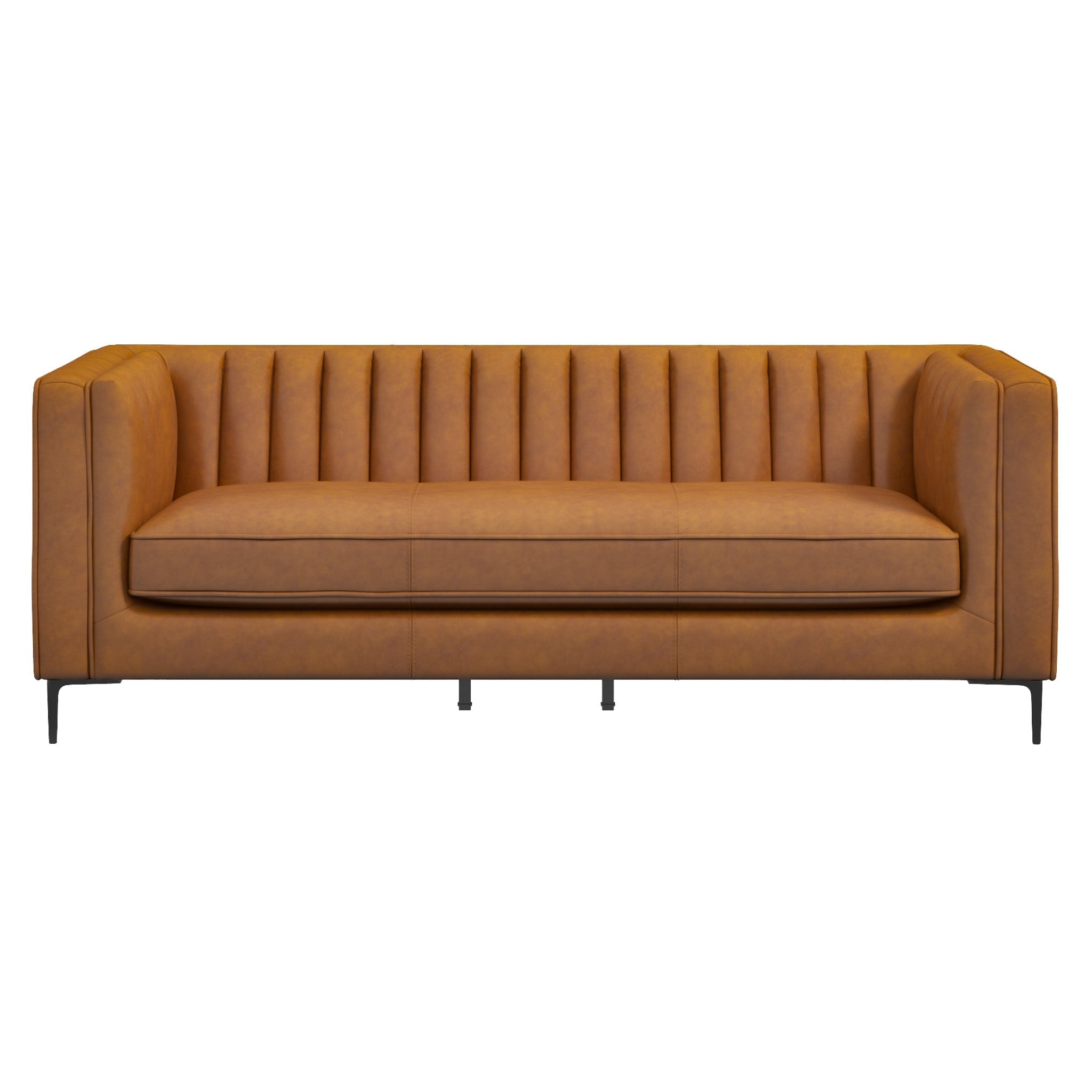 Angelina Cognac PU Leather Sofa 84"