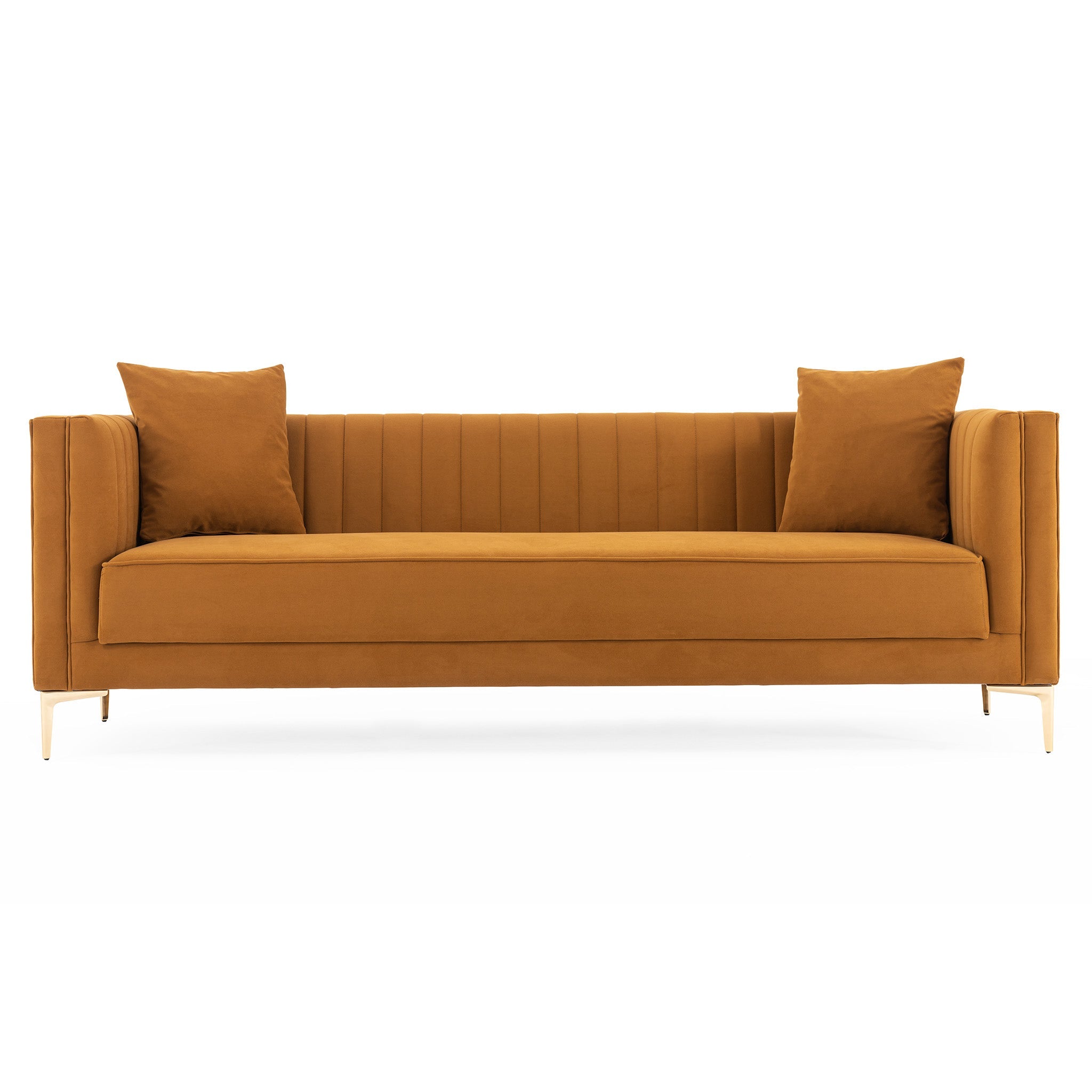 Angelina Sofa 91" (Cognac Velvet)