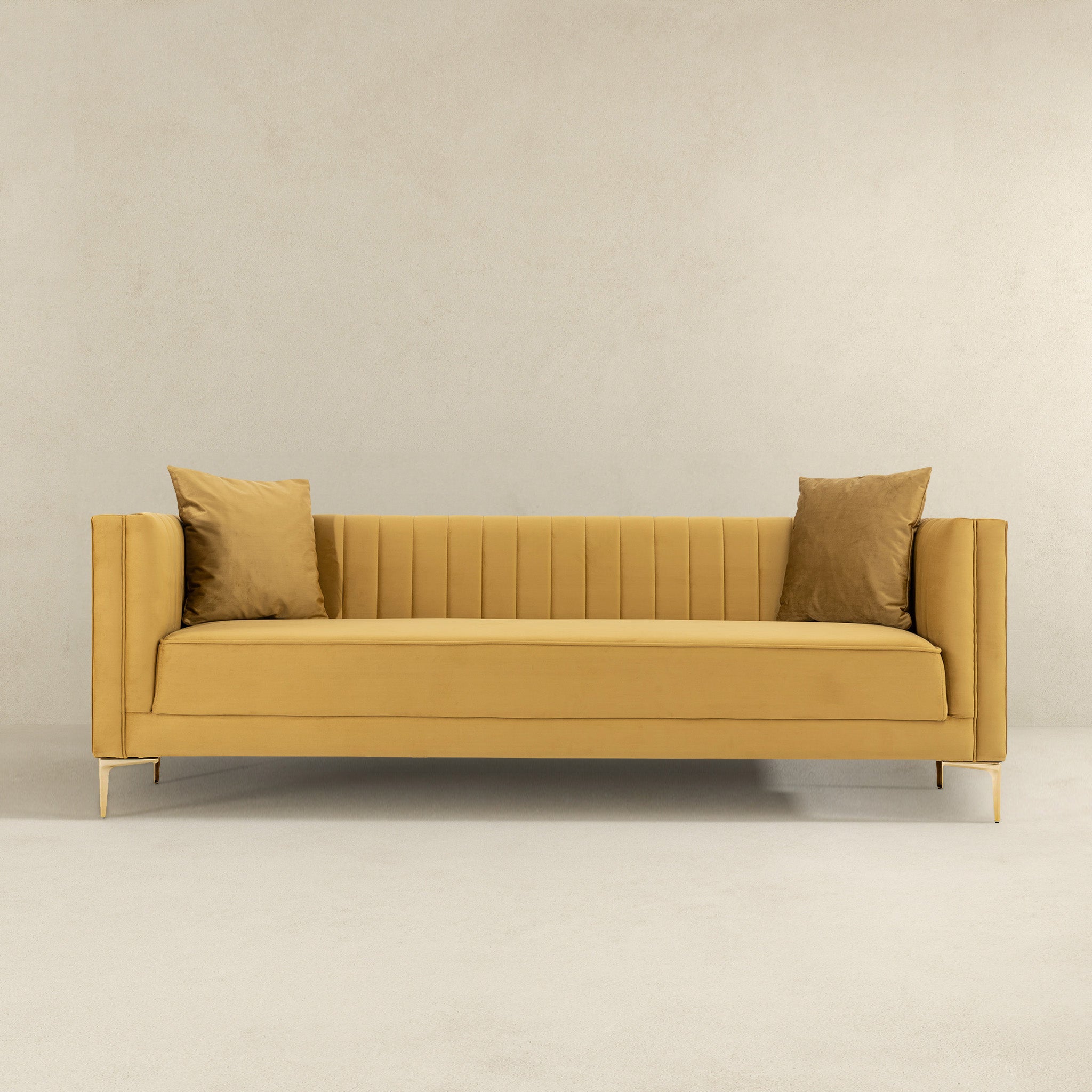 Angelina Sofa 91" (Yellow Mustard Velvet)