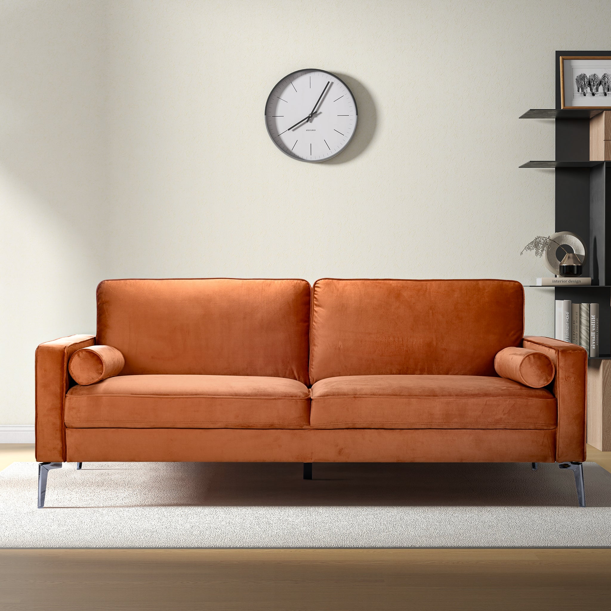 Axten Orange Velvet Sofa