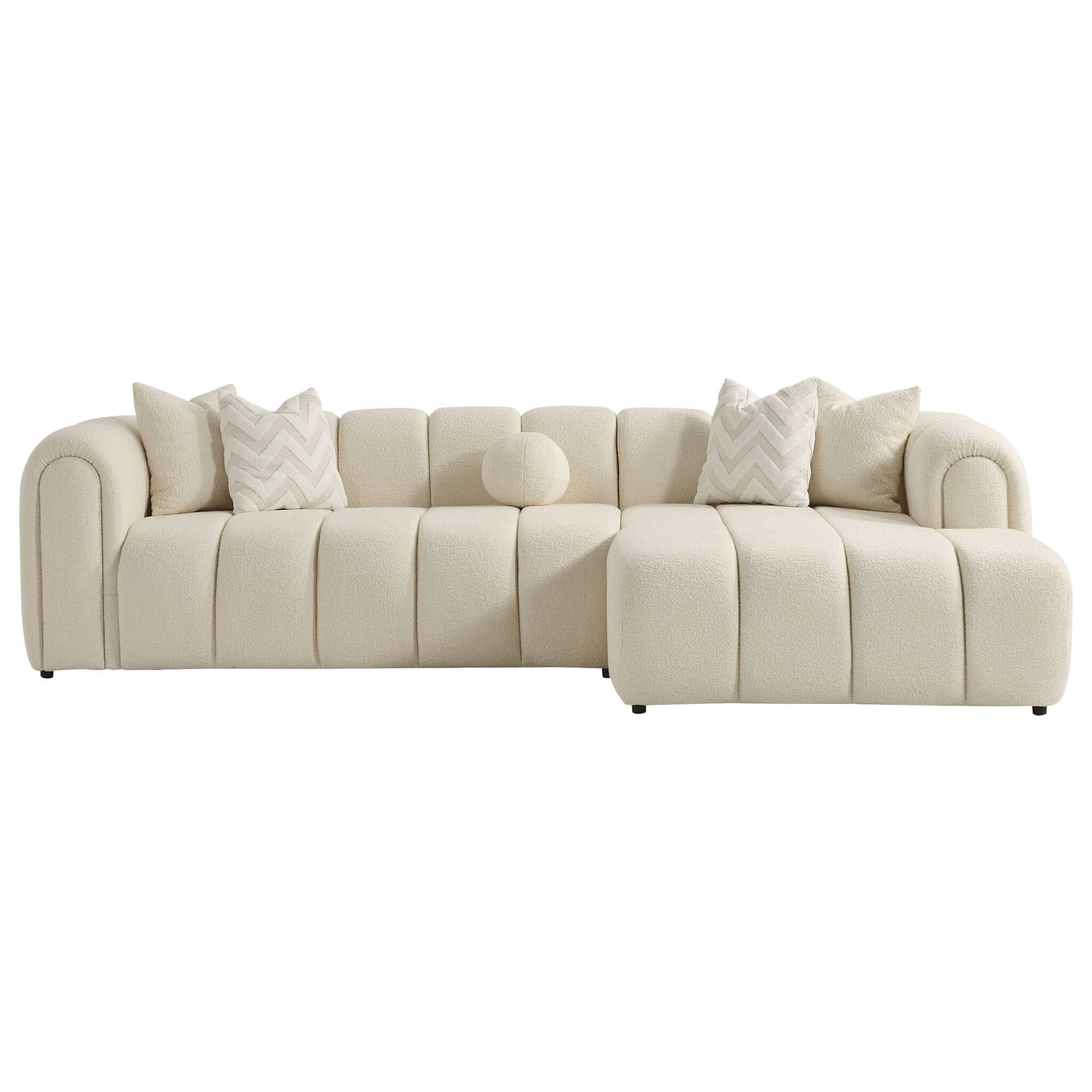 Beatrice Modern Tufted Ivory Boucle Right Sectional Sofa