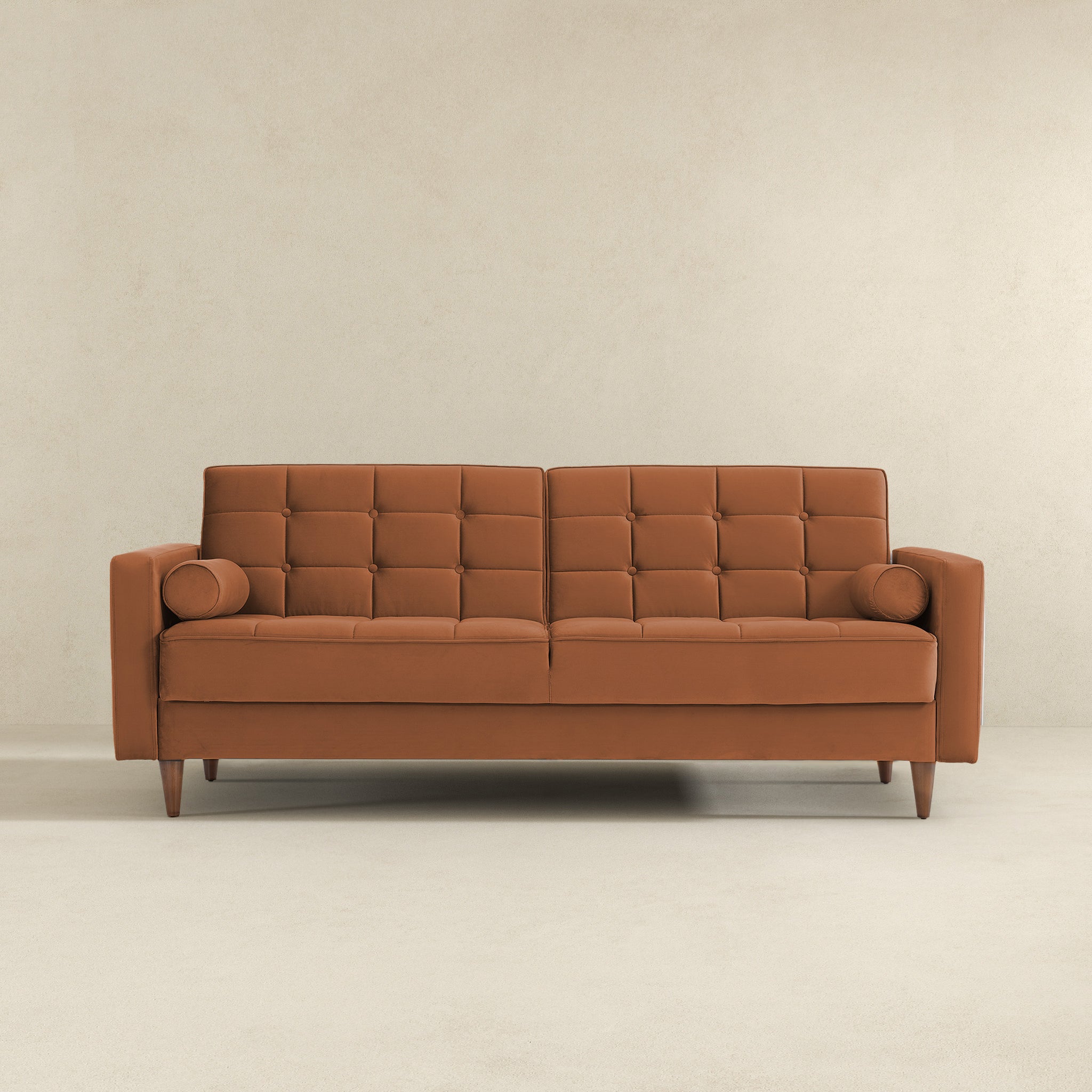 Benara Burnt Orange Velvet Sleeper Sofa