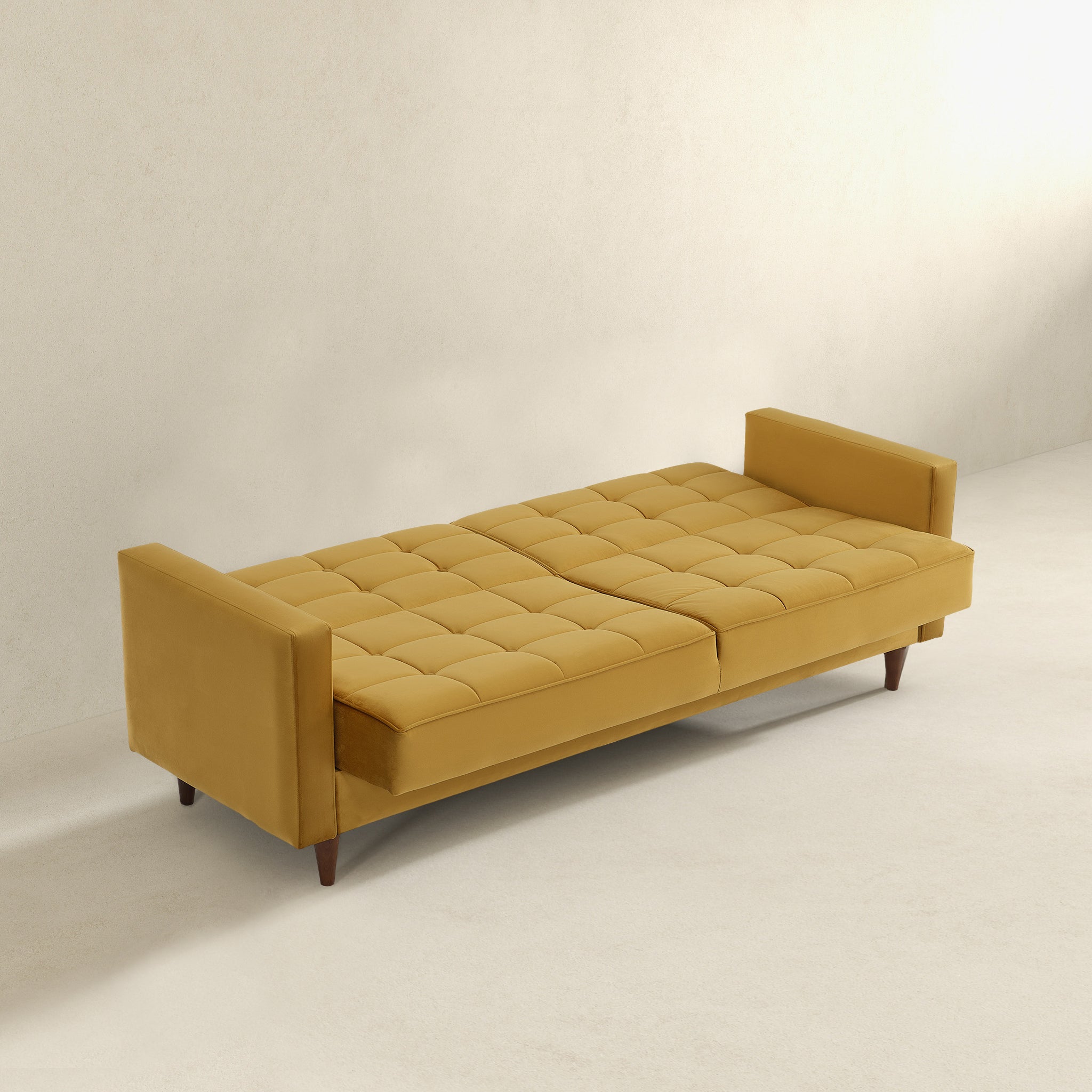 Benara Yellow Velvet Sleeper Sofa