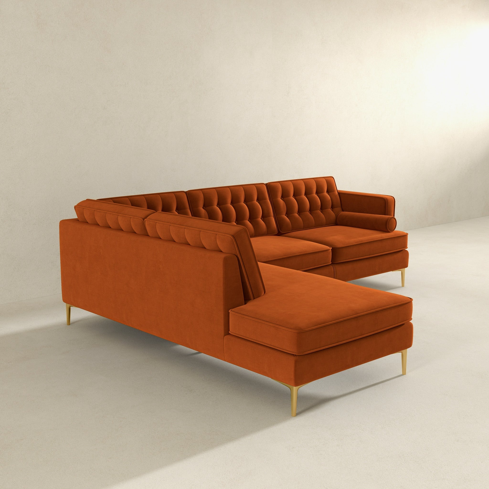 Brooke Burnt Orange Sectional Sofa Left Facing