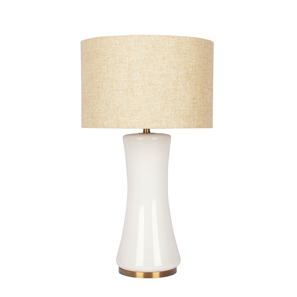 Cascade Glass Lamp Golden Base Off White Glass Table Lamp - West Lamp