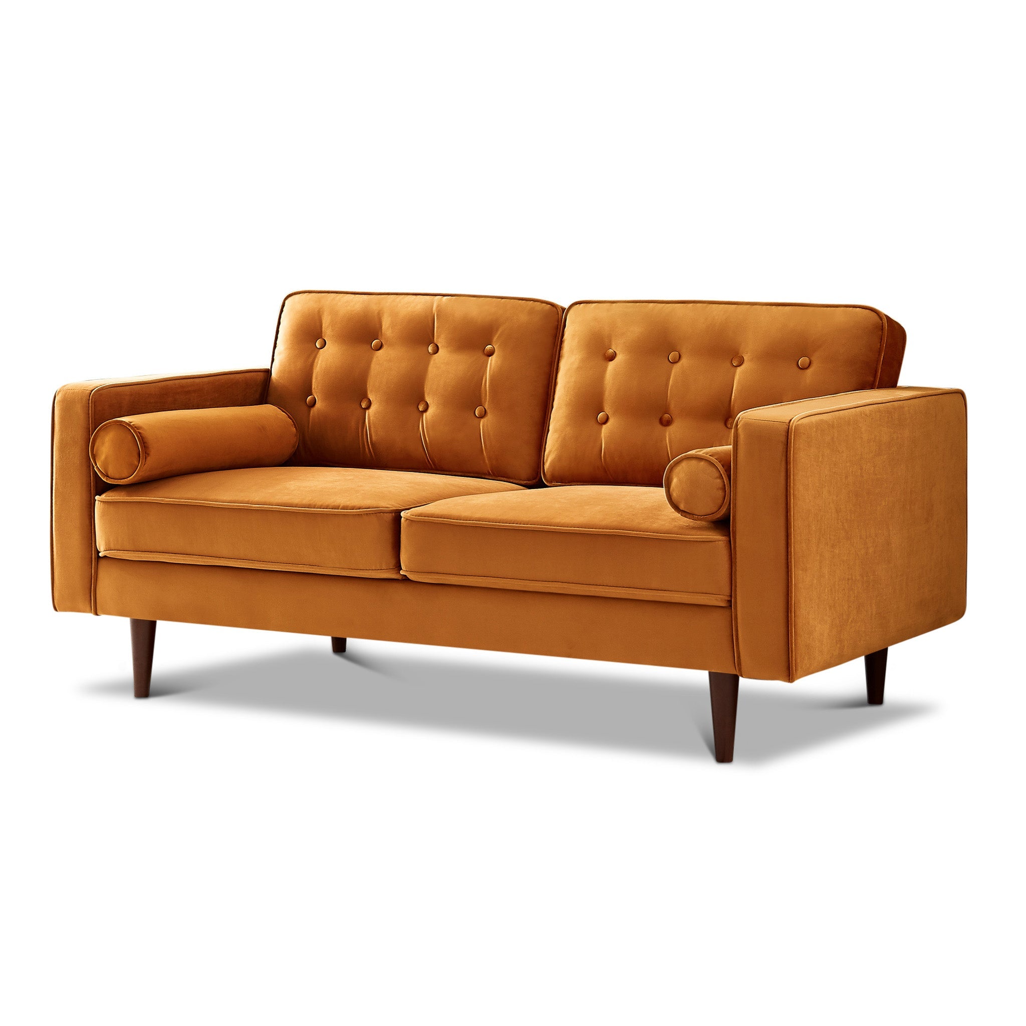 Casey Orange Velvet Loveseat