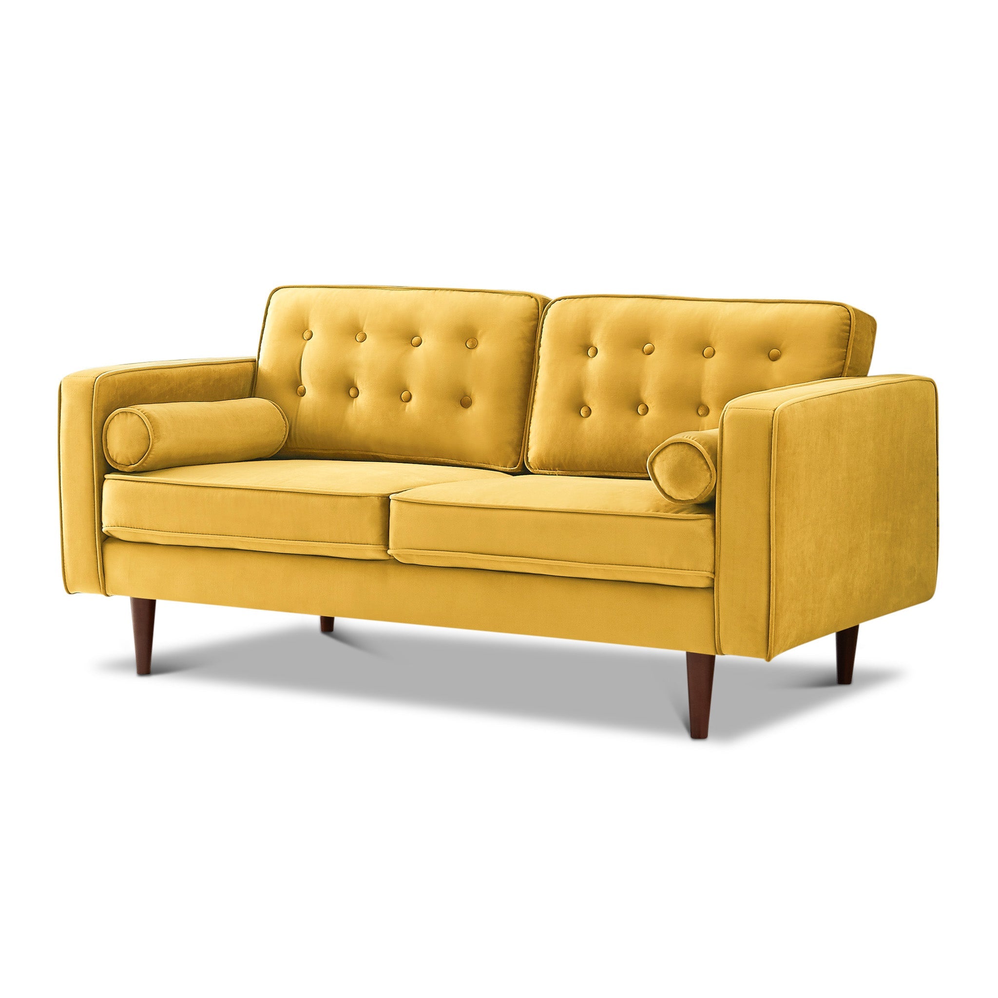 Casey Yellow Velvet Loveseat