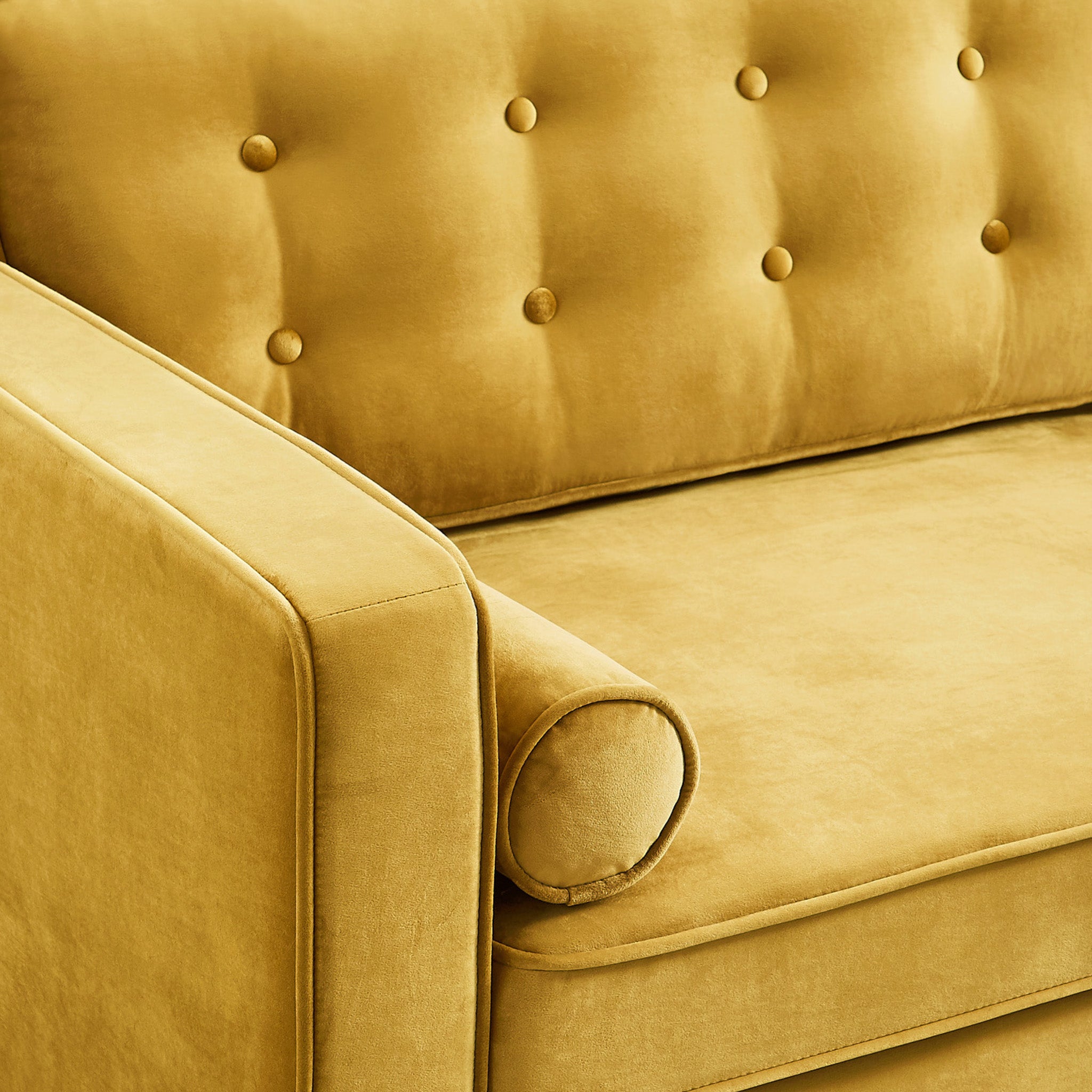 Casey Yellow Velvet Loveseat