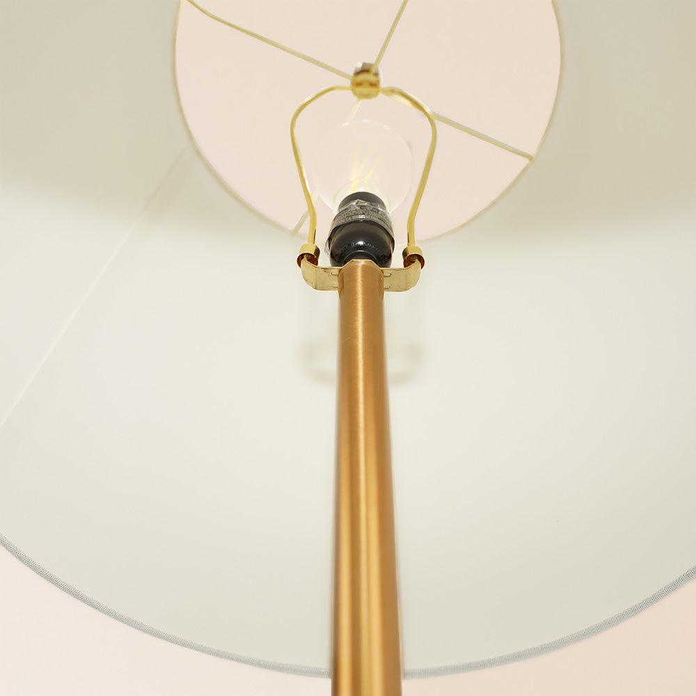 Celestial Modern Floor Lamp with Brass Accent Table with Large White Shade - West Lamp