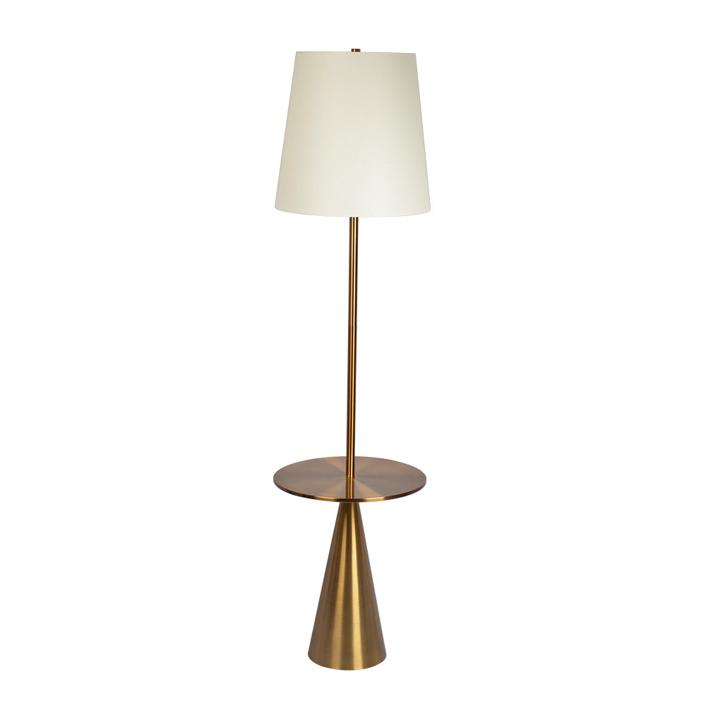 Celestial Modern Floor Lamp with Brass Accent Table with Large White Shade - West Lamp