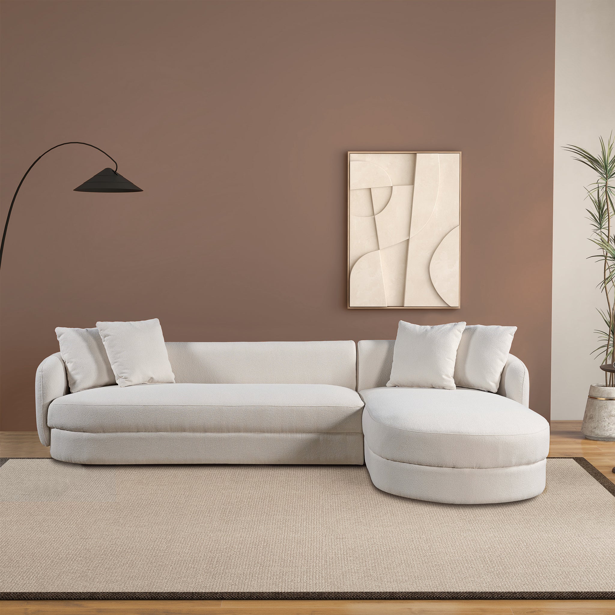 Chandler Cream Boucle Right Sectional Sofa