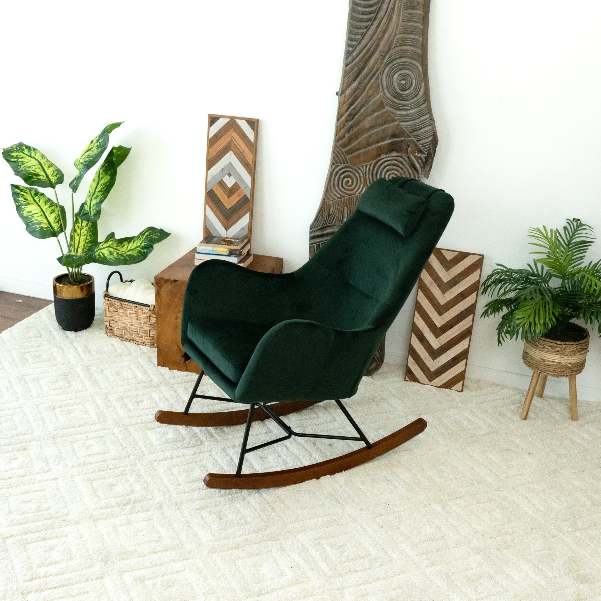 Chelsea Green Velvet Rocking Chair