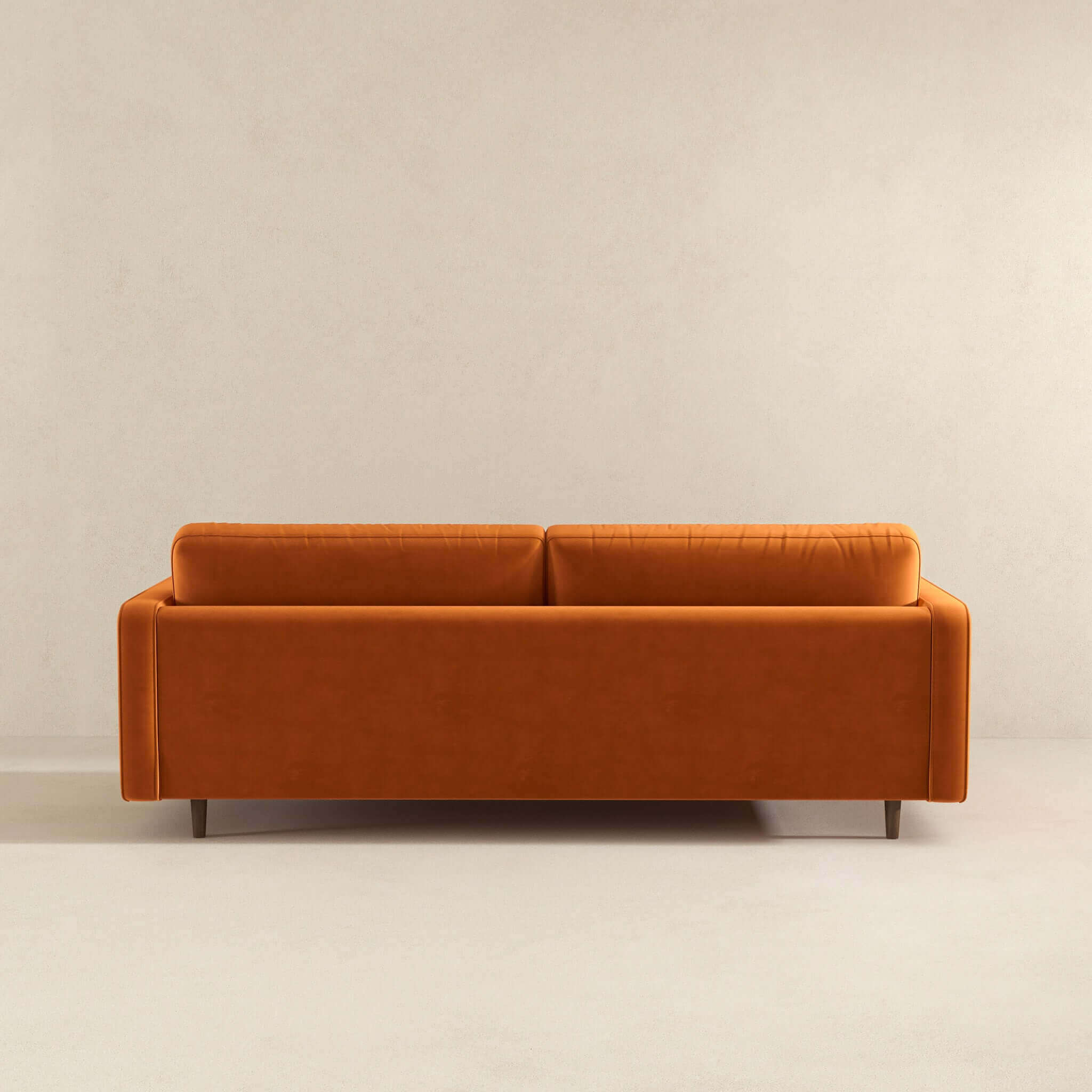 Anthony  Burnt Orange Pillow Back Velvet Sofa