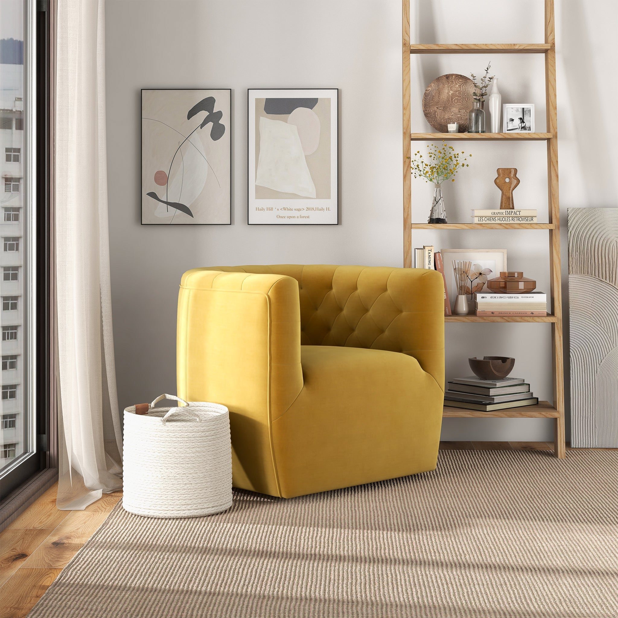 Delaney Gold Velvet Swivel Chair