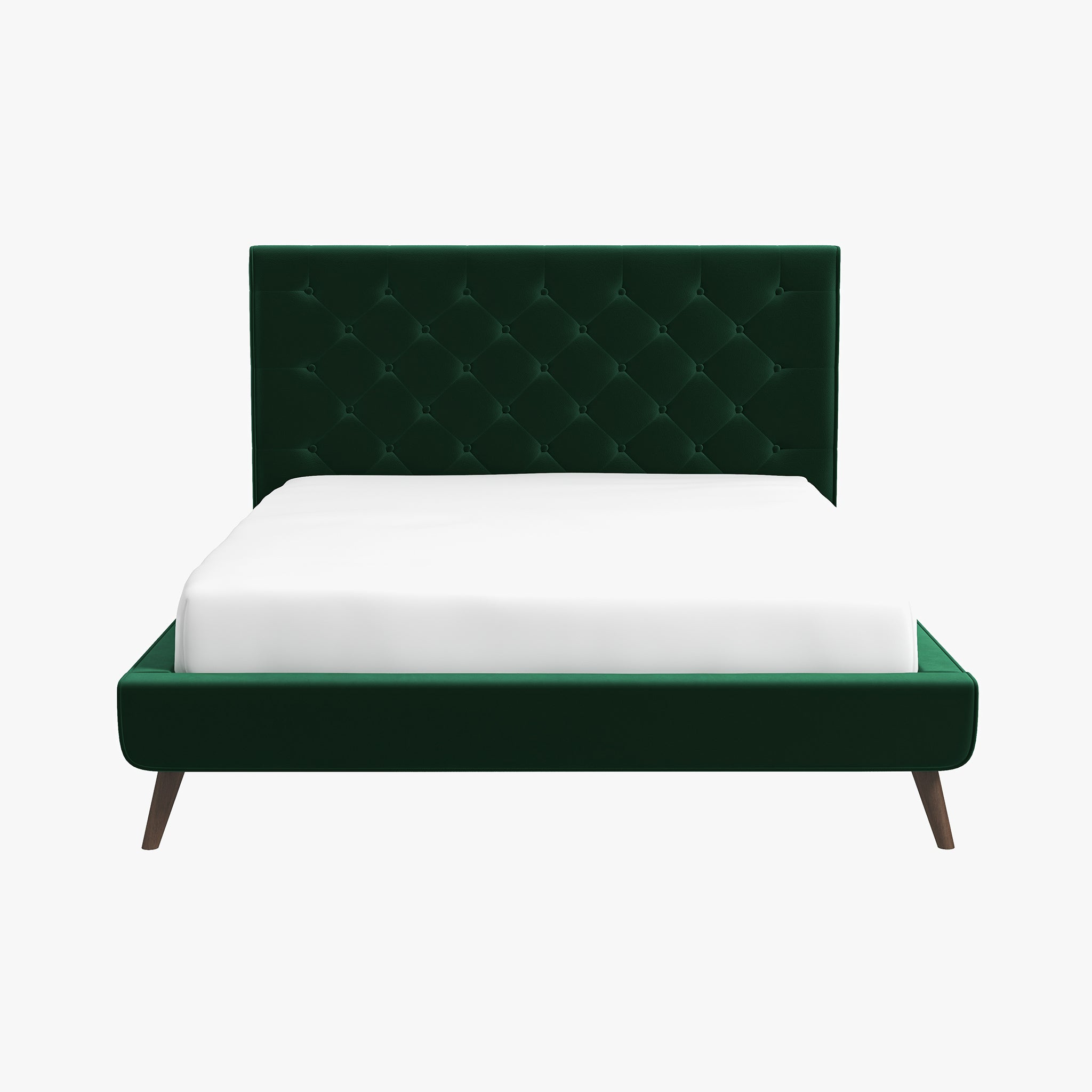 Dillon  Dark Green Velvet Platform Bed (Queen Size)