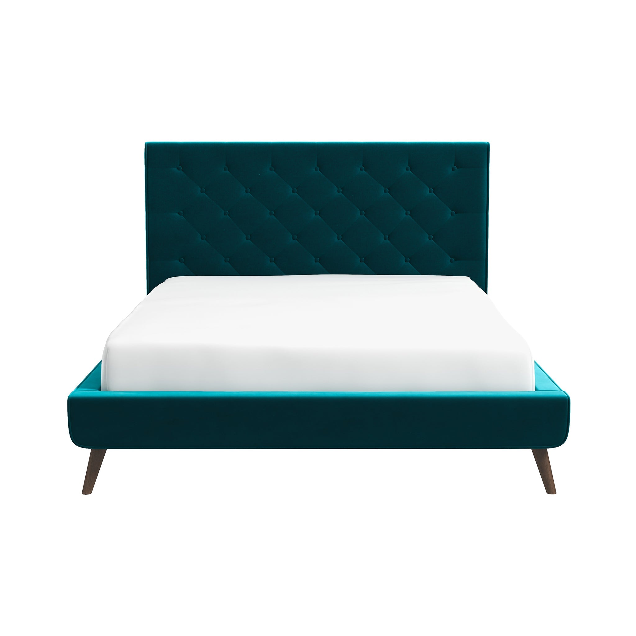 Dillon  Teal Velvet Platform Bed(Queen Size)