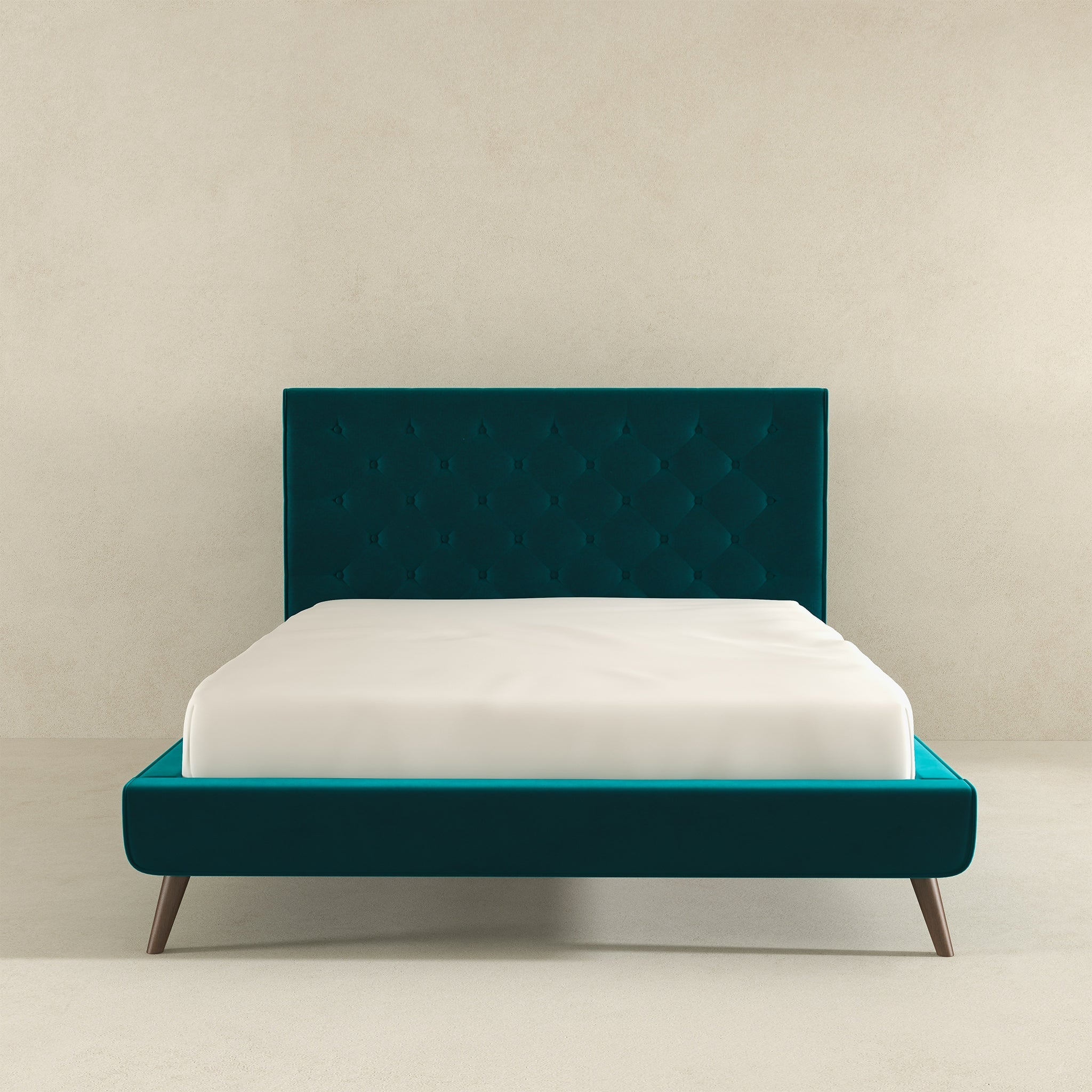 Dillon  Teal Velvet Platform Bed(Queen Size)