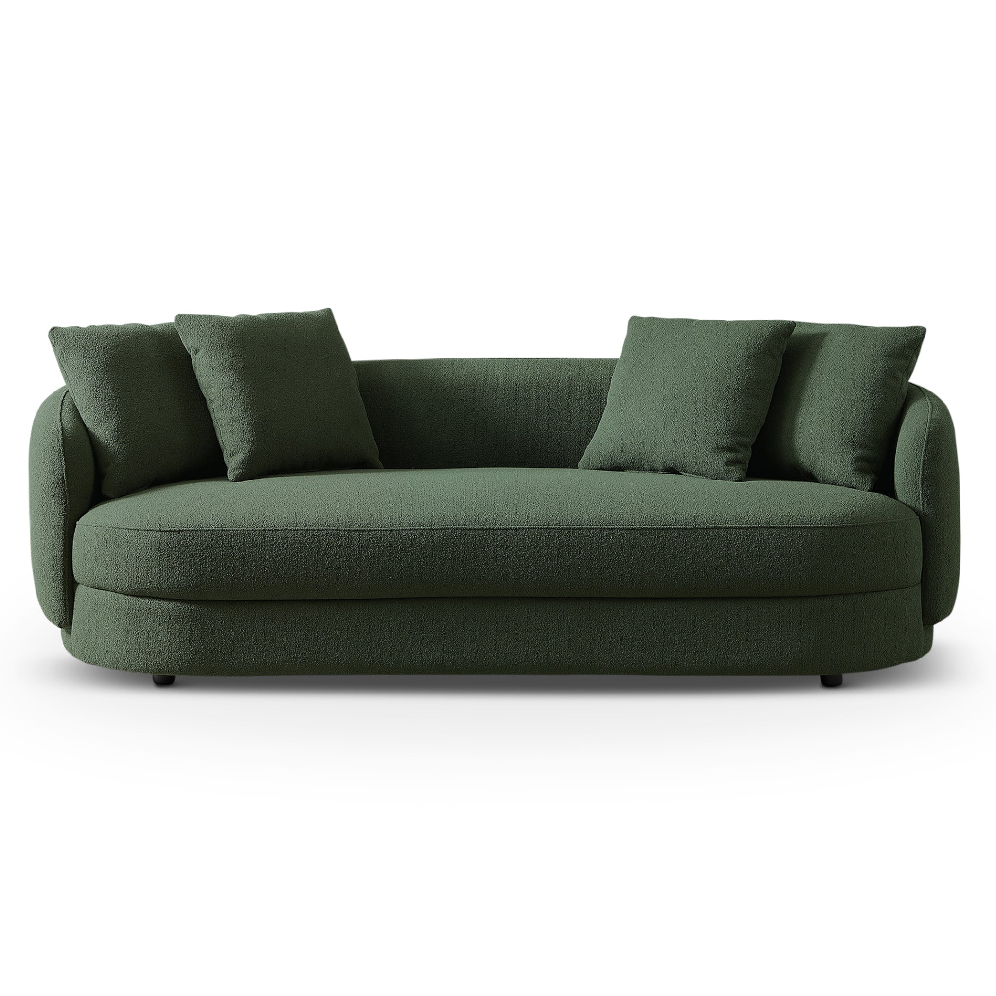 #Color_Green Dylan Modern French Boucle Sofa in Green front view without background