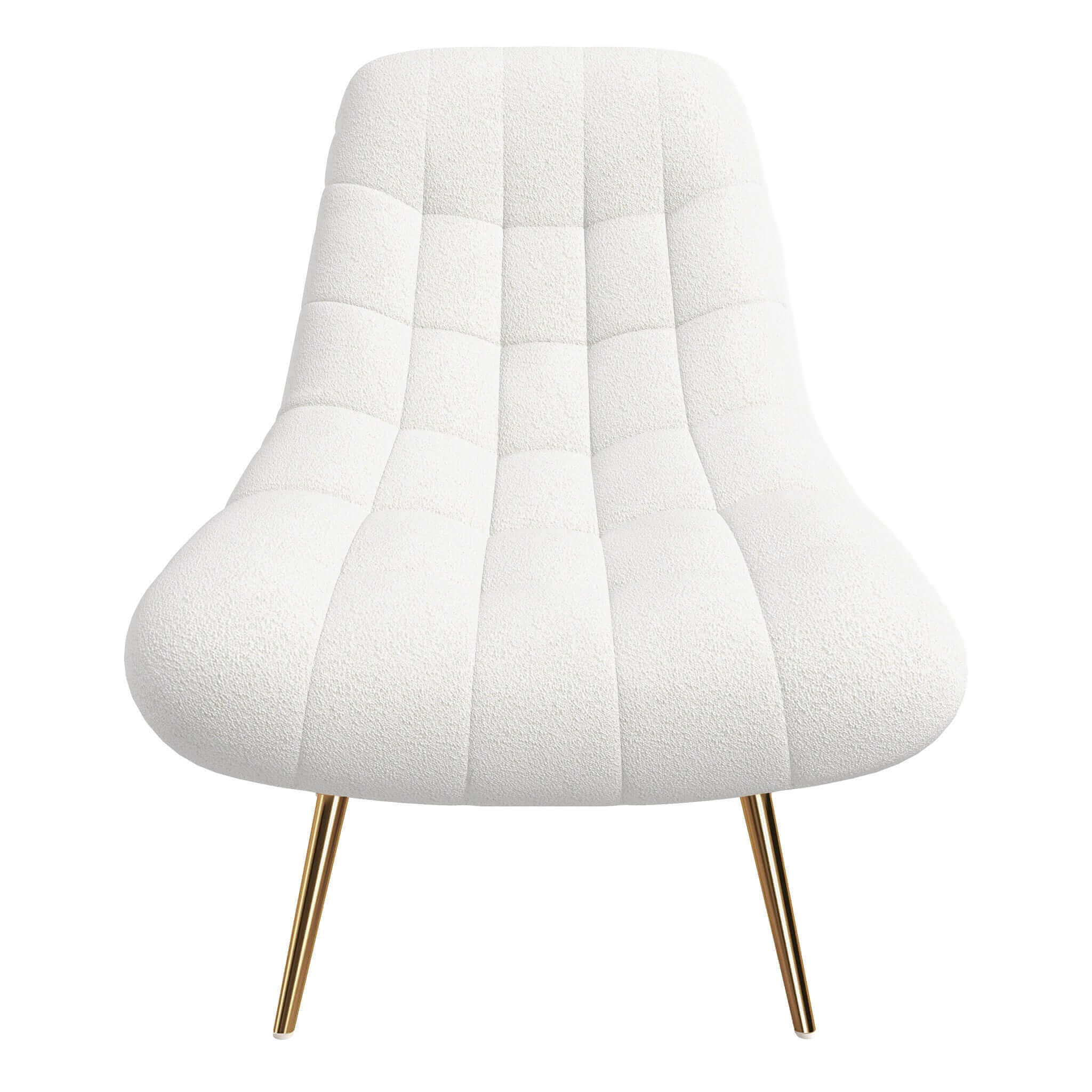 #Color_White Boucle Chair Aubrey in White front view without background