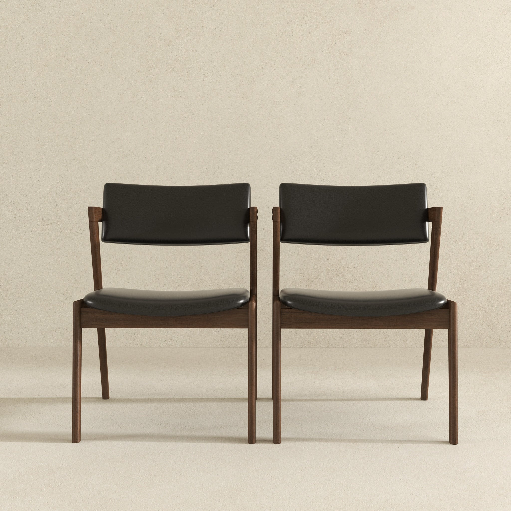 Edwin Mid Century Modern Black Vegan Leather Dining Chair (Set Of 2)